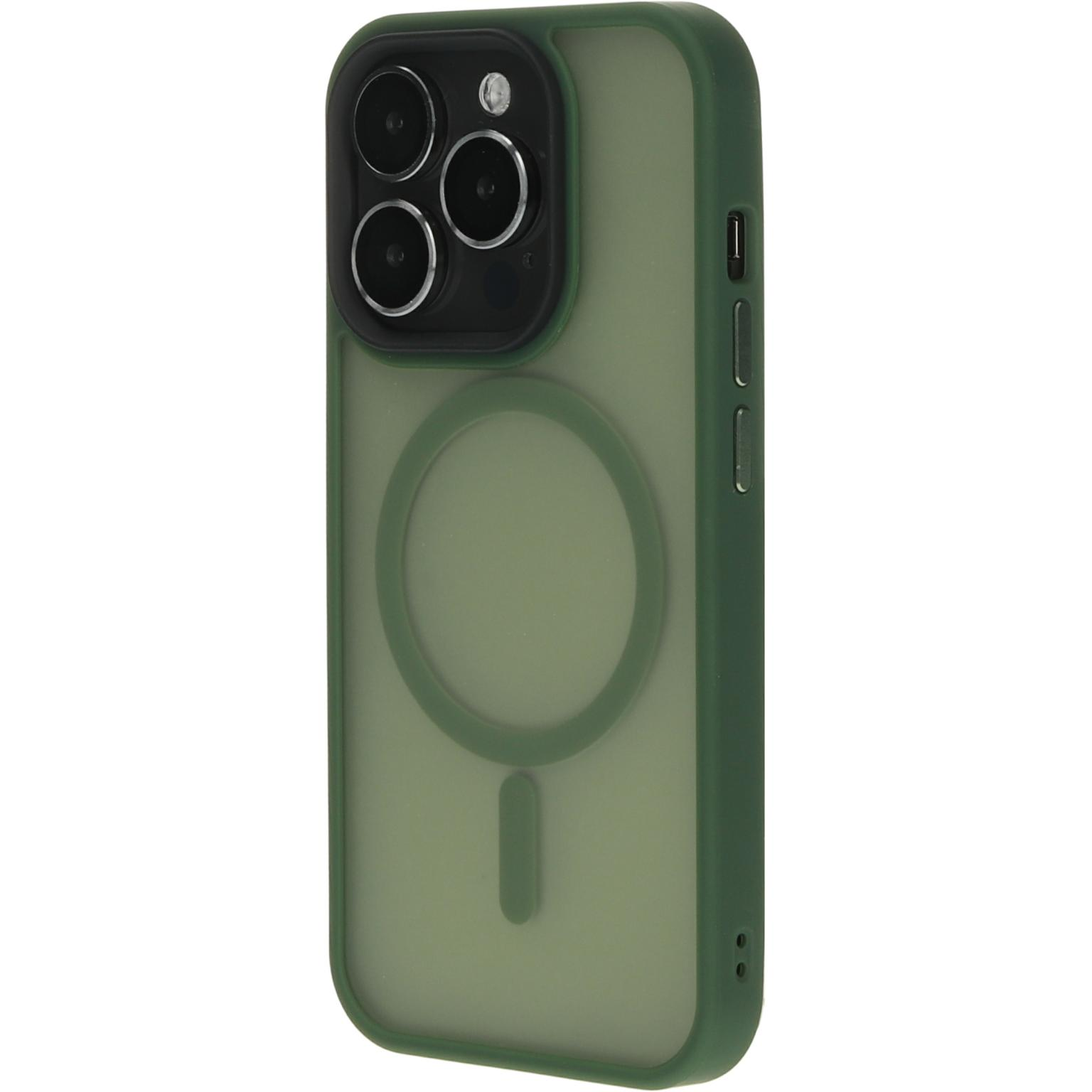 Groene telefoonhoes met een cirkelontwerp op een telefoonscherm.