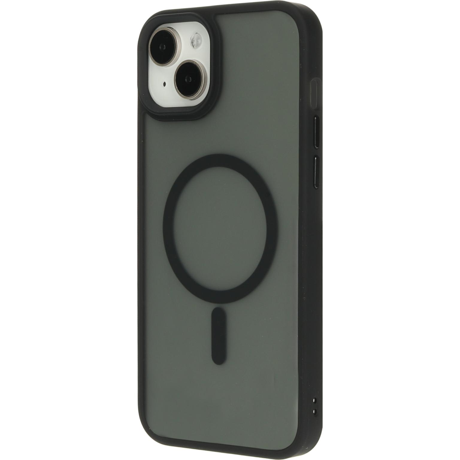 Black and grey phone case. Back of the phone case. Angled shot. Black phone case with camera.