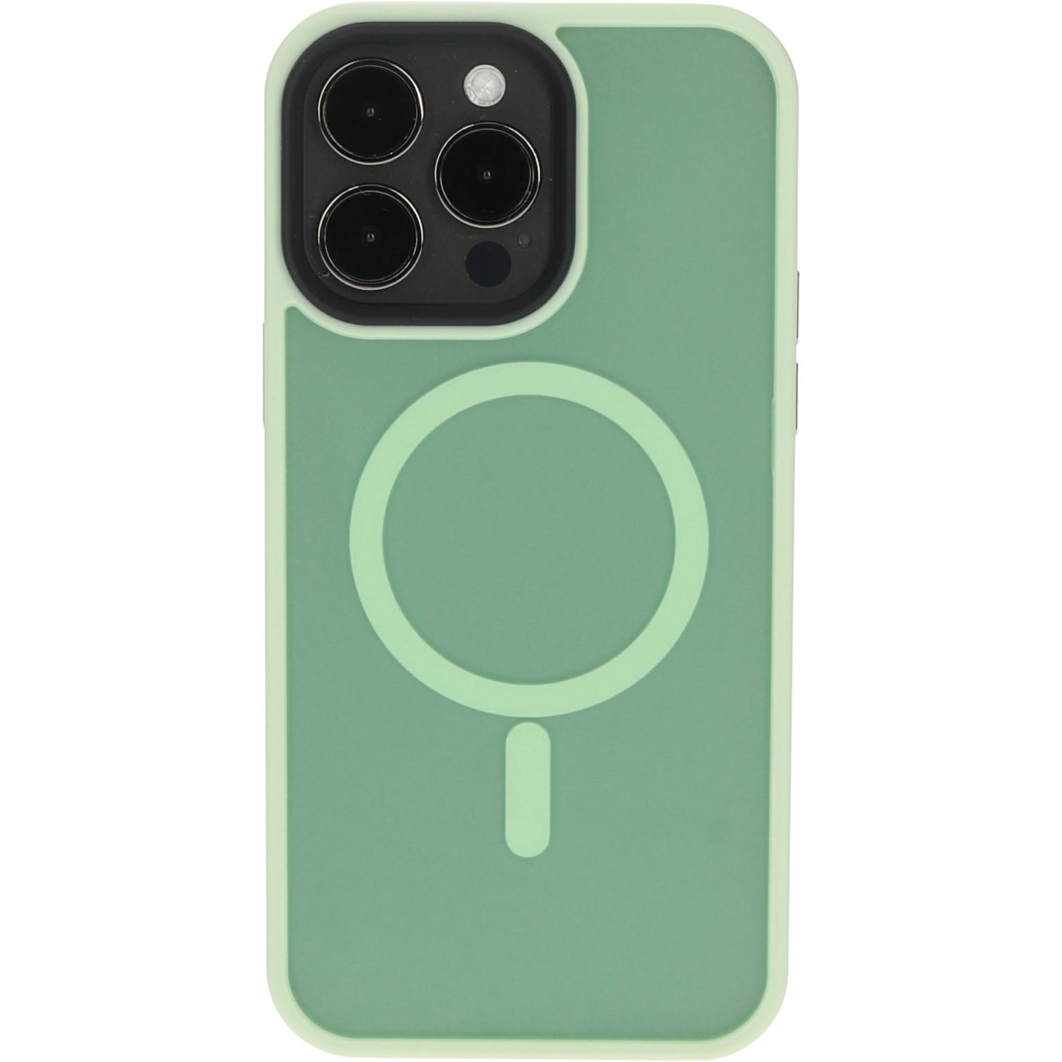 Groene telefoonhoes met MagSafe-cirkel. MagSafe-ontwerp.