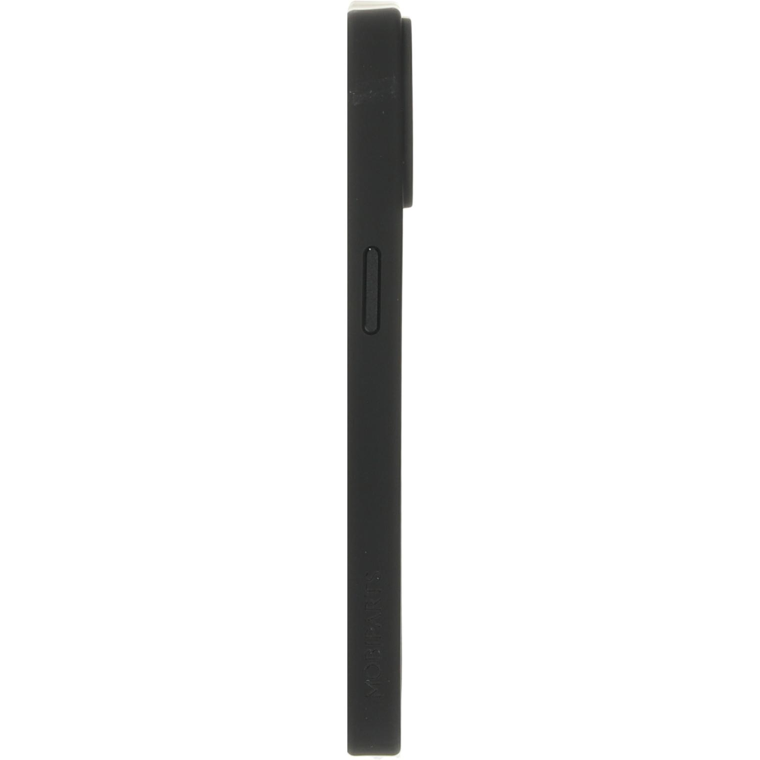 Zwarte telefoonhoes, zijaanzicht. De kant met de knoppen tonen.