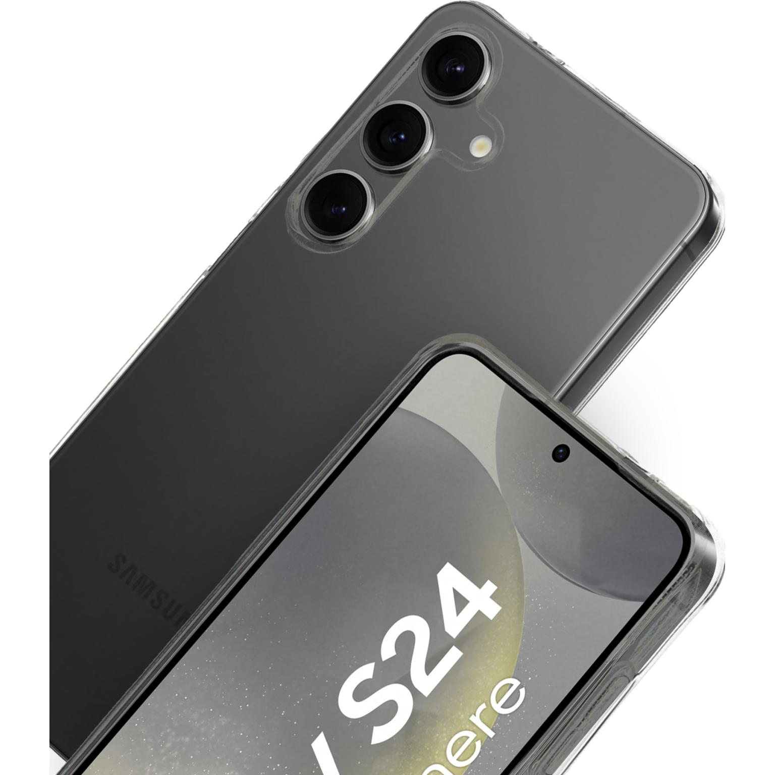 Telefoon en hoesje, met camera en de tekst S24.