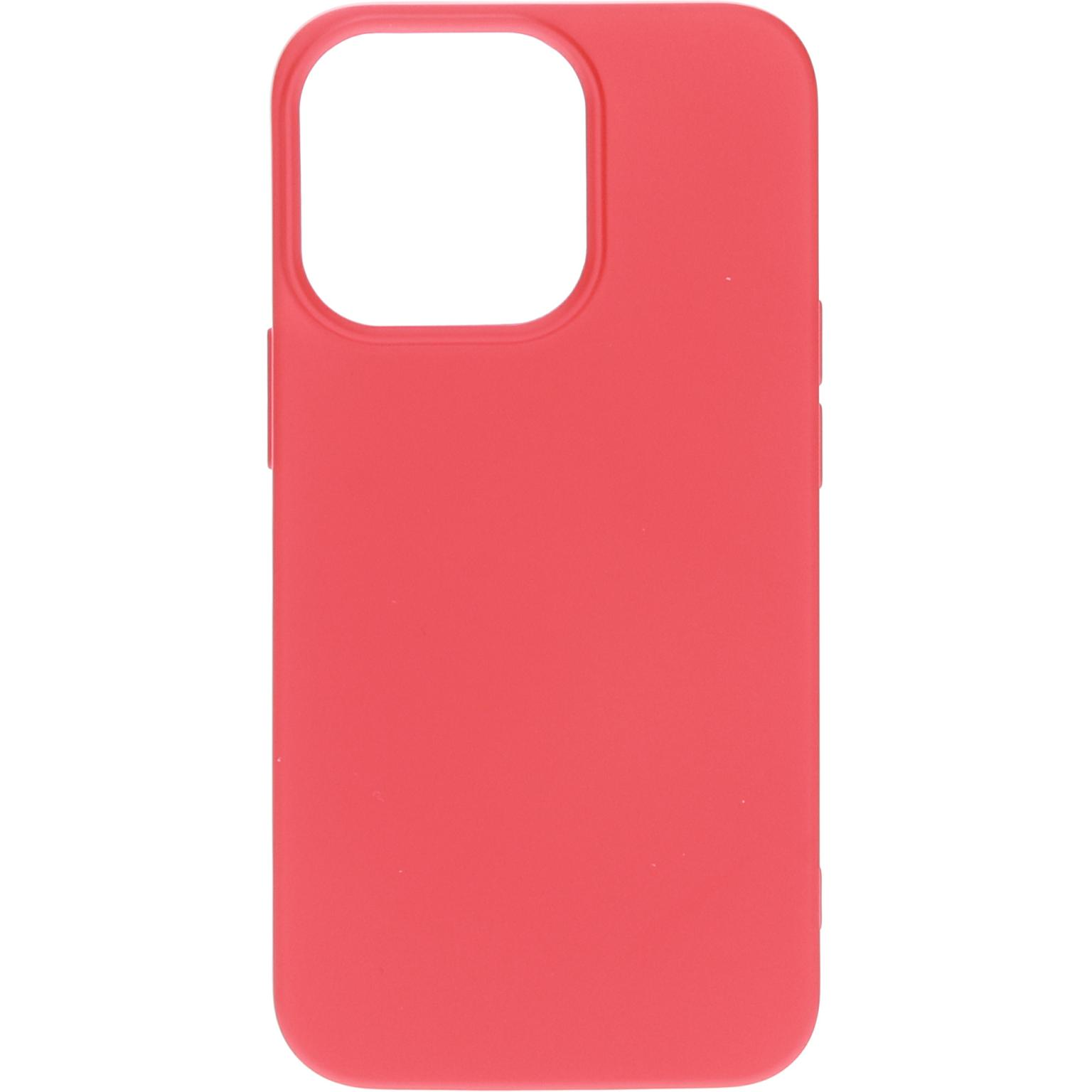 Rode telefoonhoes. Een effen rode kleur en een glad oppervlak.