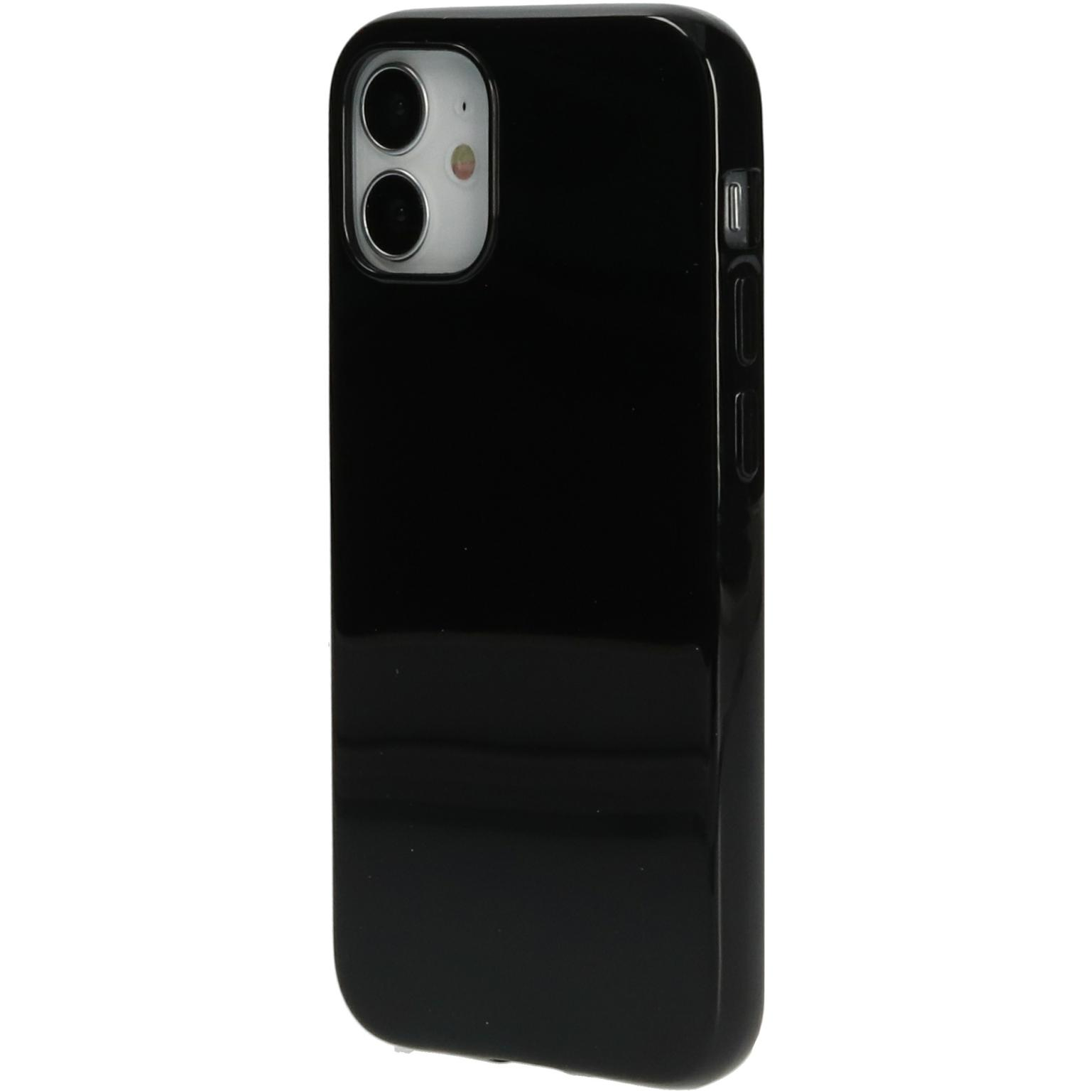 Zwarte telefoonhoes. De hoes is verticaal.
