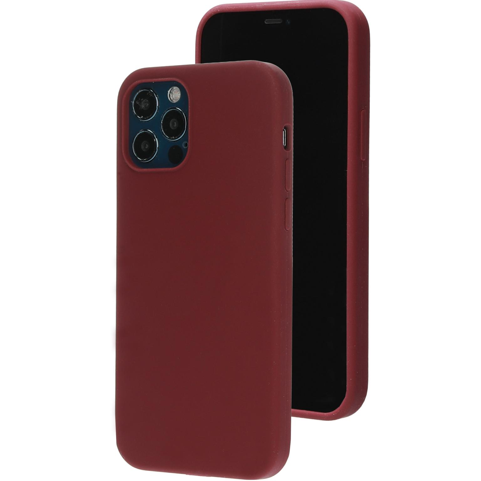 Maroon phone case with iPhone. The phone case is covering the phone. Phone is black.