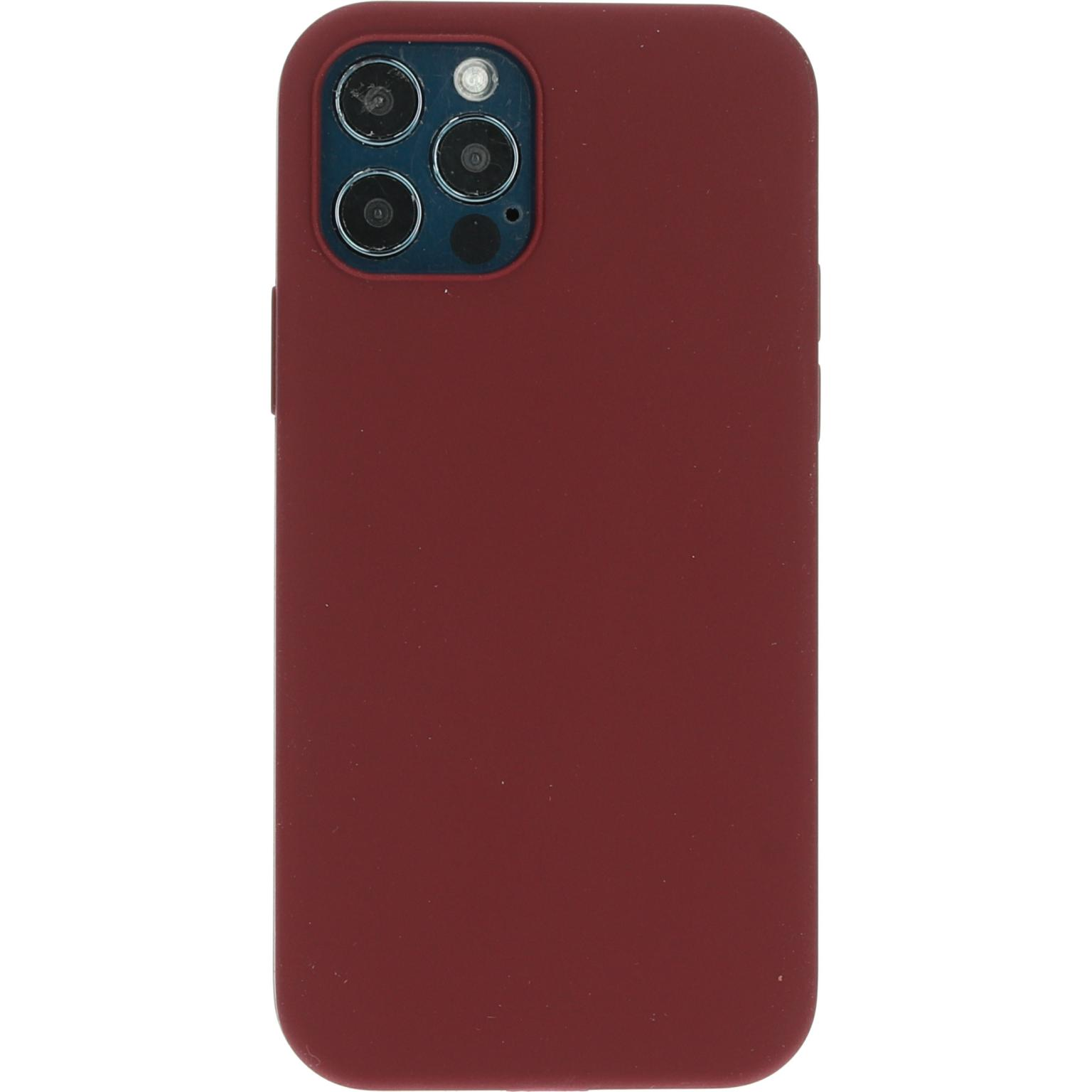 Red phone case with phone. The case is red and has a camera.