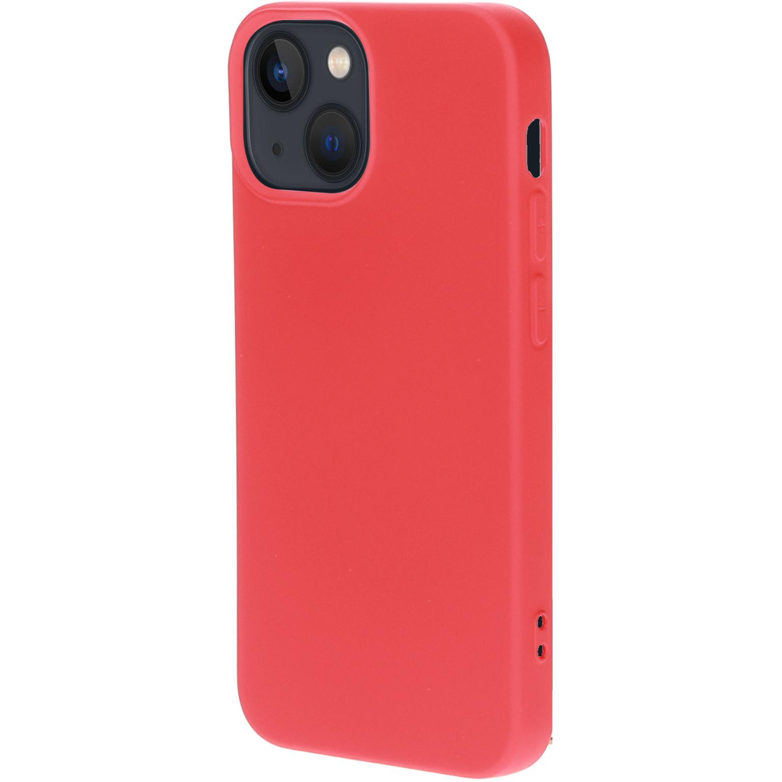 Red phone case with two camera lenses. The phone is red.