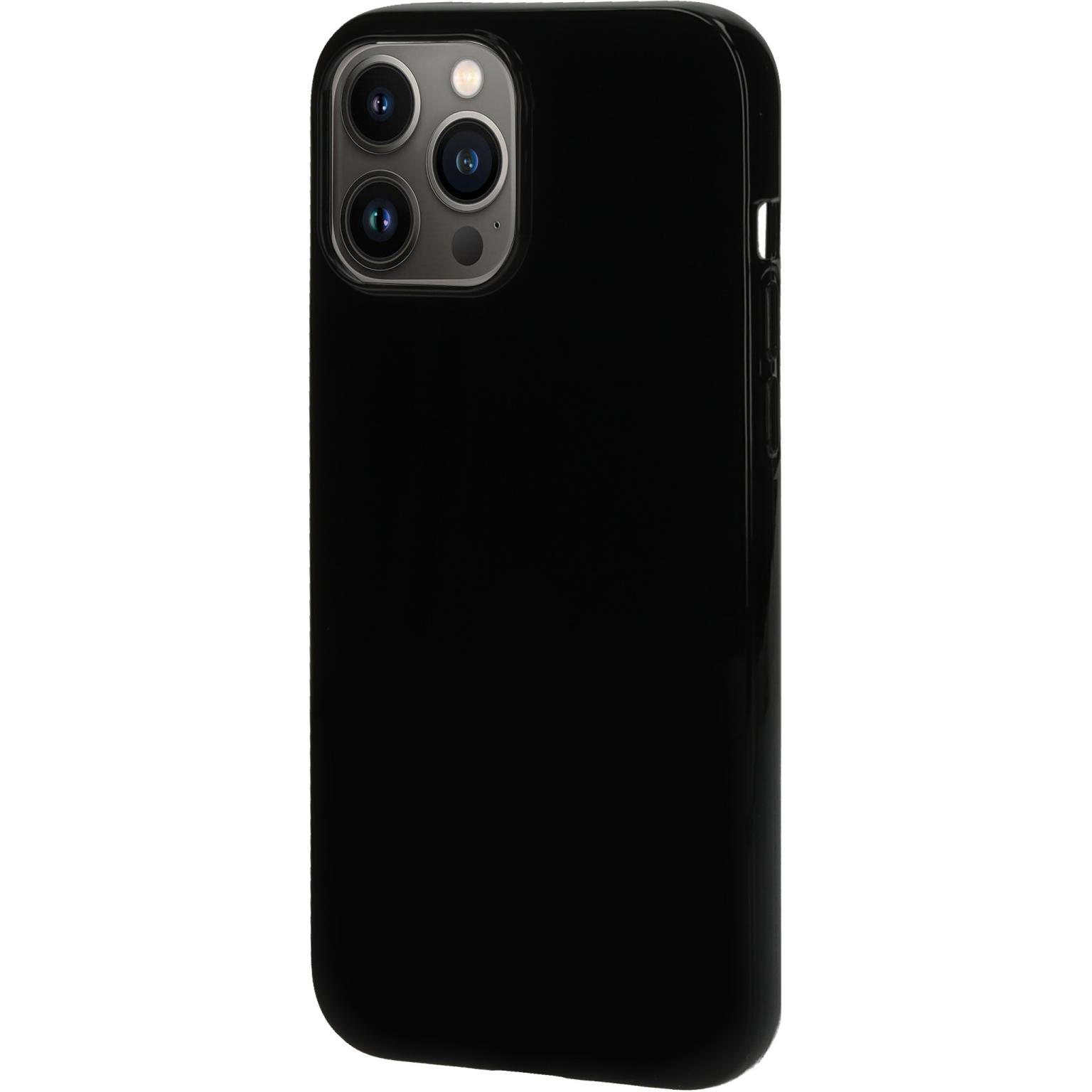 Black phone case with iPhone. Camera visible. Phone is black.