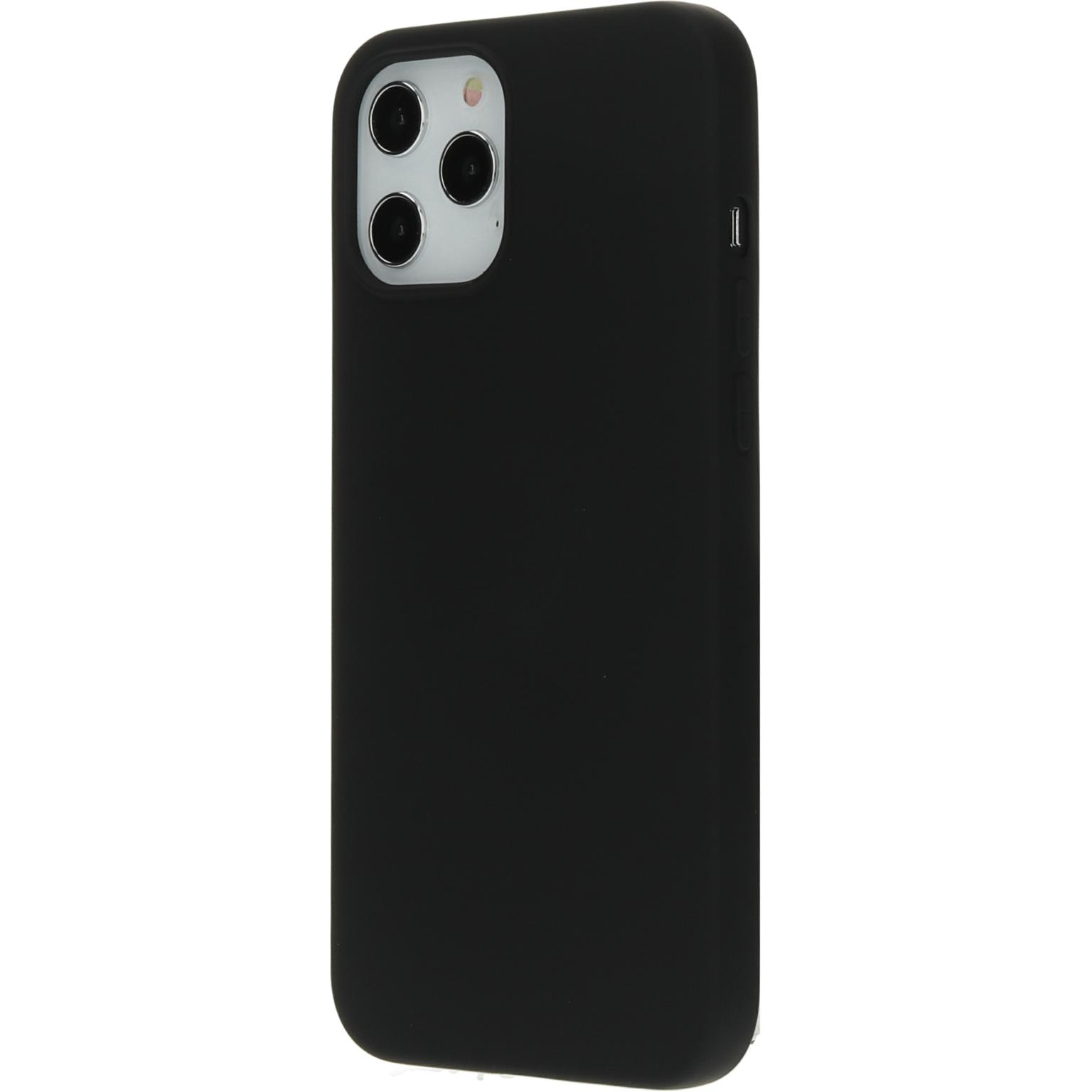 A black phone case. The case is on a phone. The phone is black and has a camera.