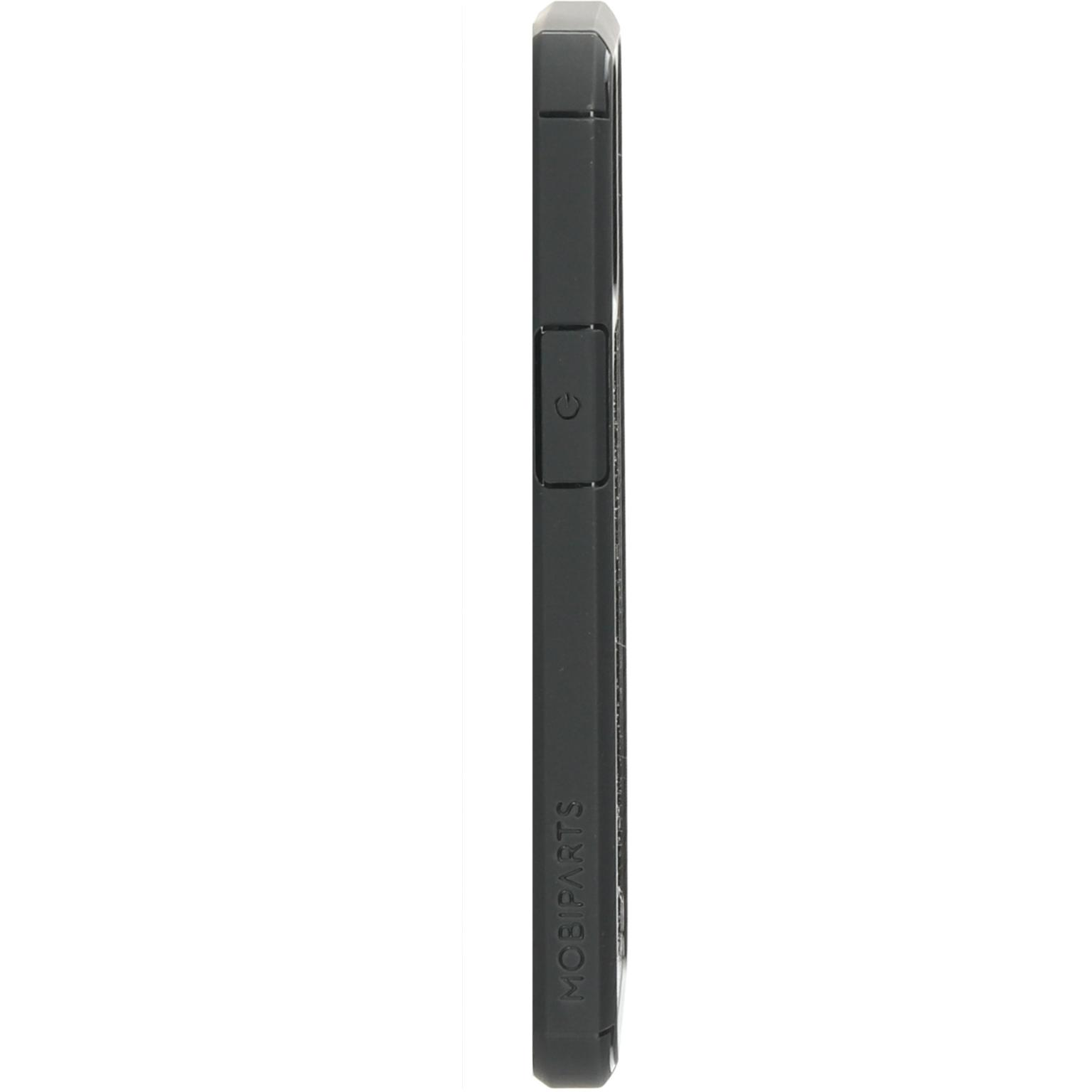 Black phone case, side view. MOBIPARTS is written on the side.