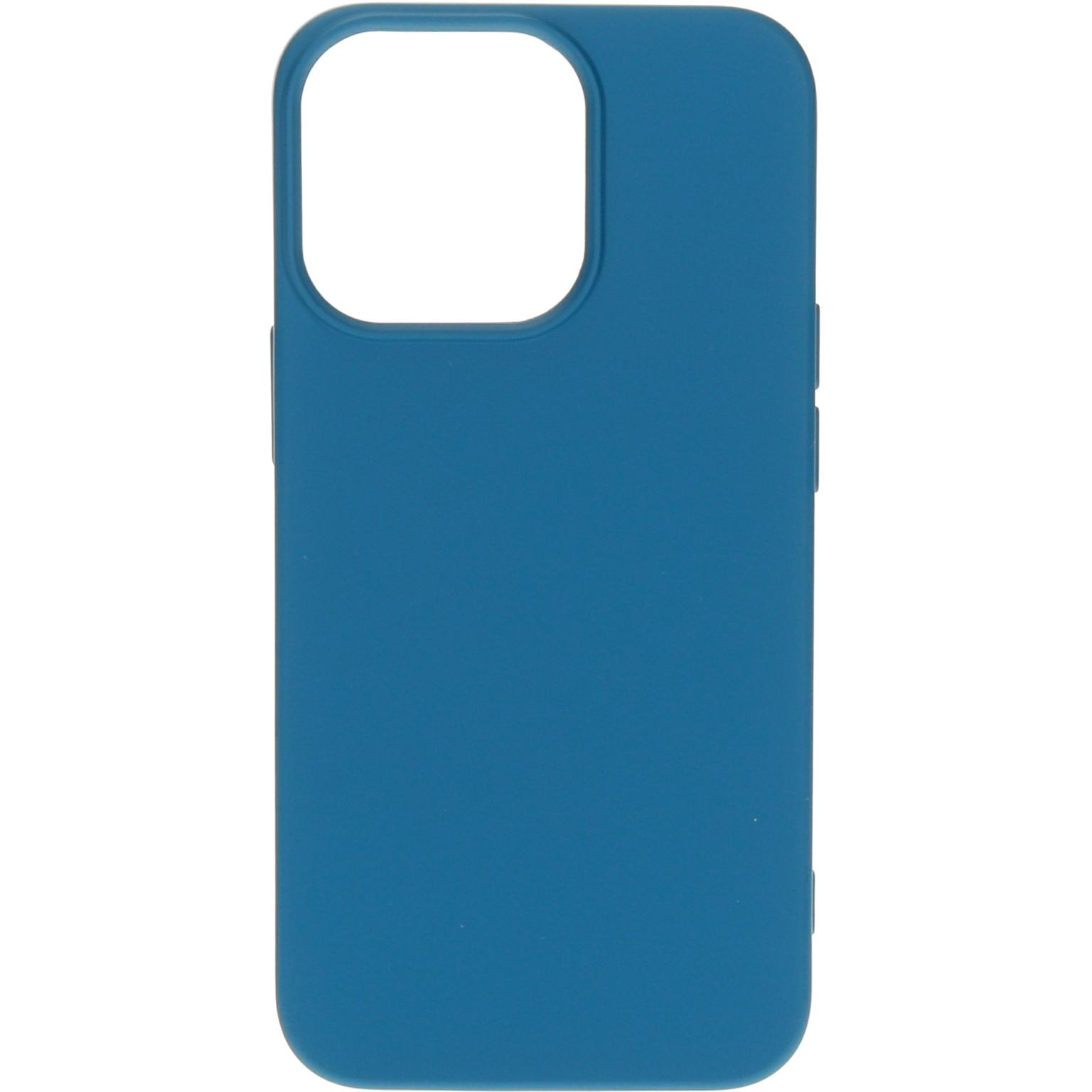 Blauw telefoonhoesje. De case is blauw en heeft een uitsparing voor de camera.
