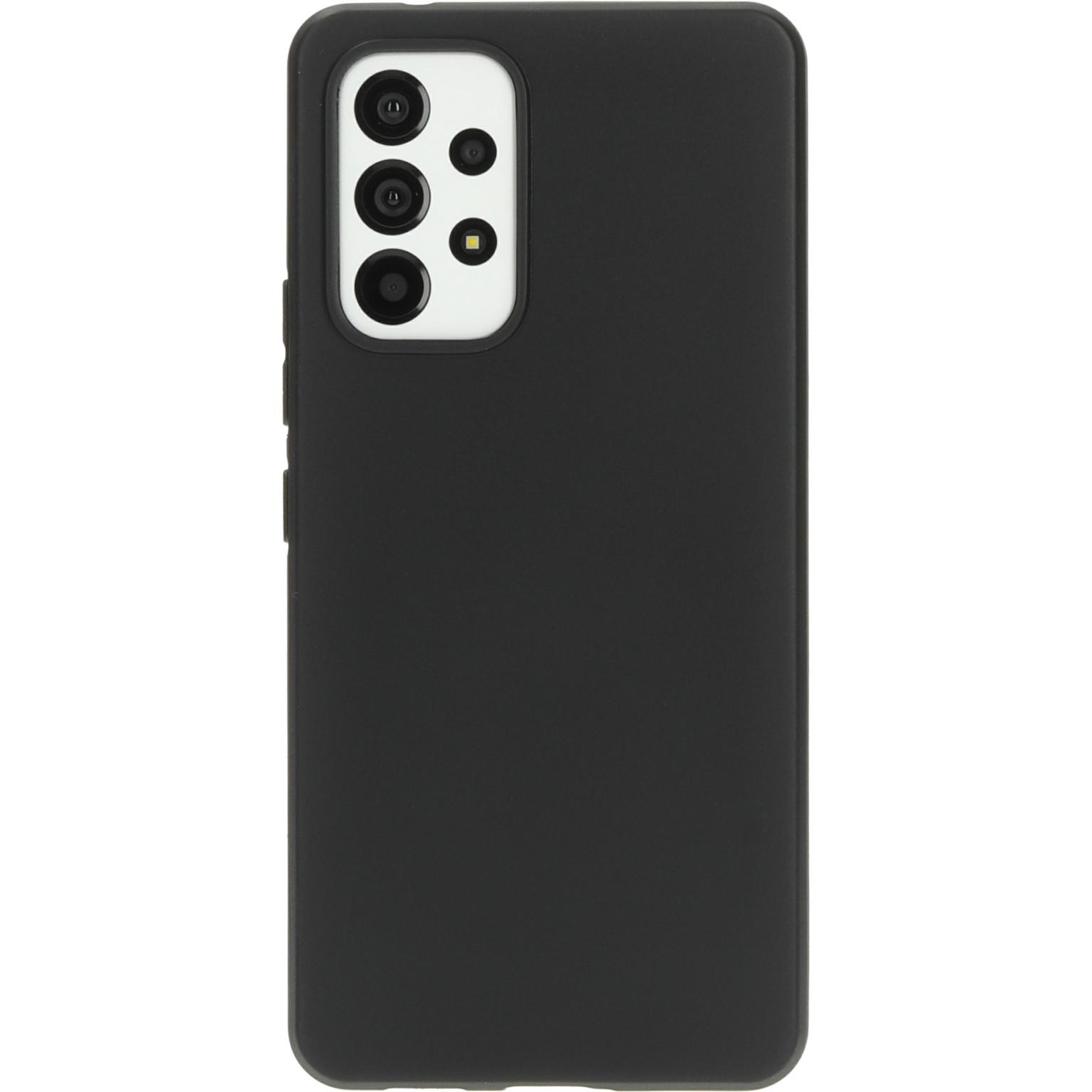 Black phone case with multiple cameras on the back. It is a plain, black case.