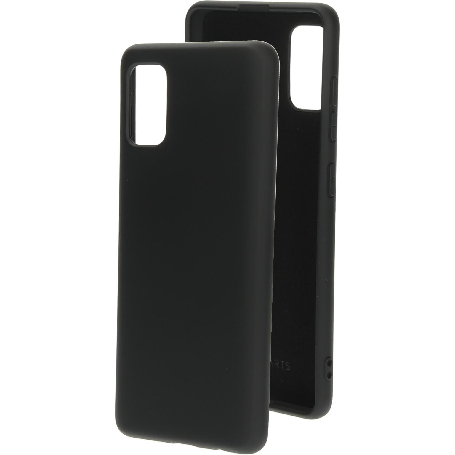 Twee zwarte telefoonhoesjes met uitsparingen voor de camera.