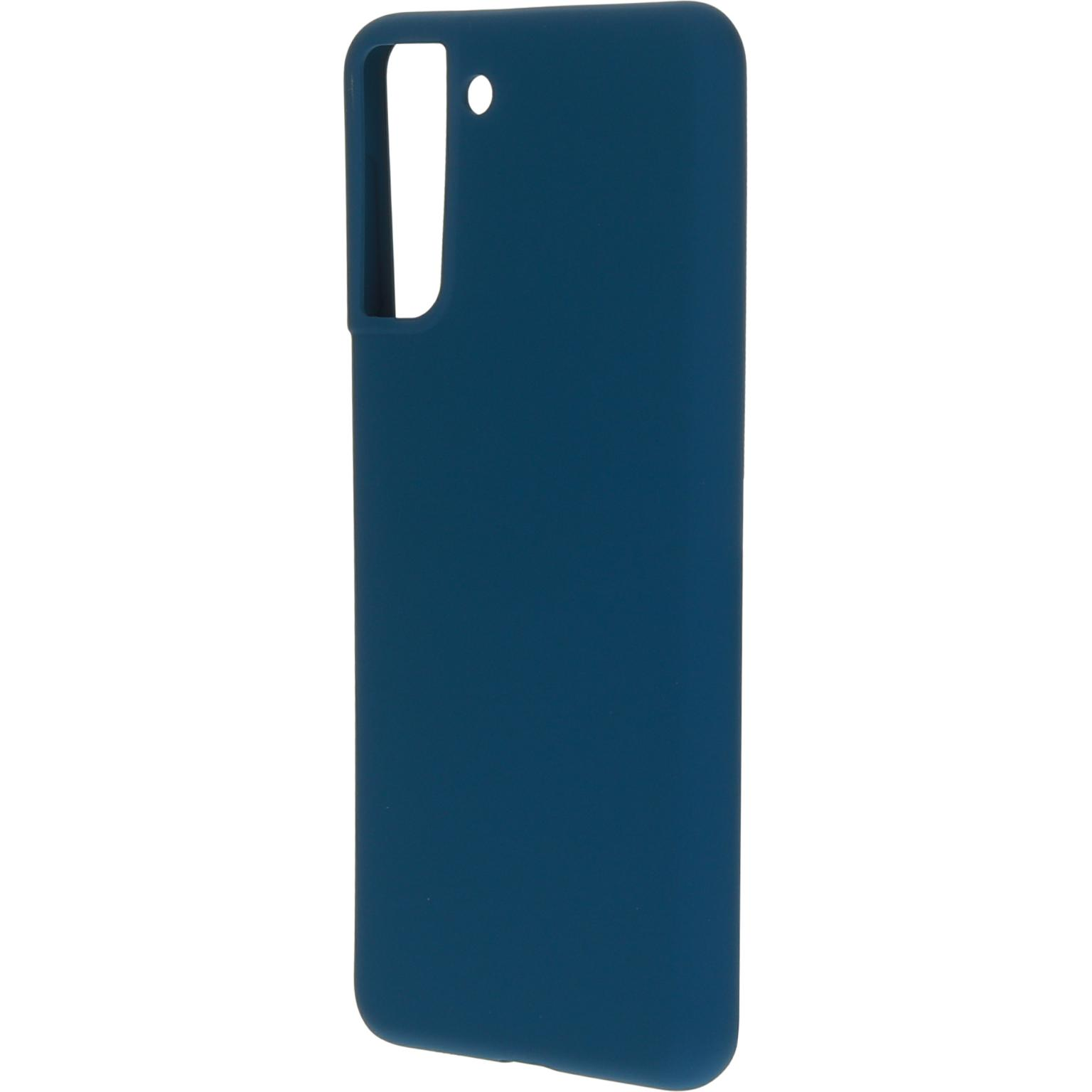 Blauwe telefoonhoes. Uitsparingen voor camera en knoppen.