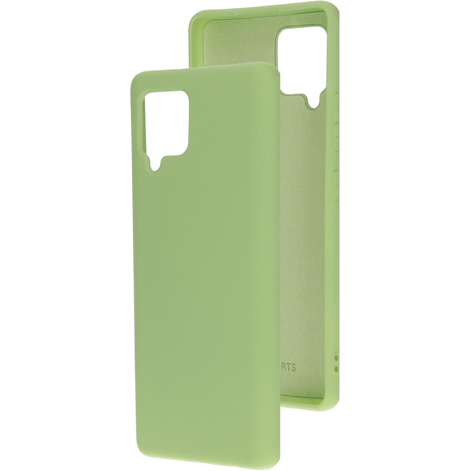 Twee lichtgroene telefoonhoesjes. Eén is los, de binnenkant zichtbaar. Witte achtergrond.