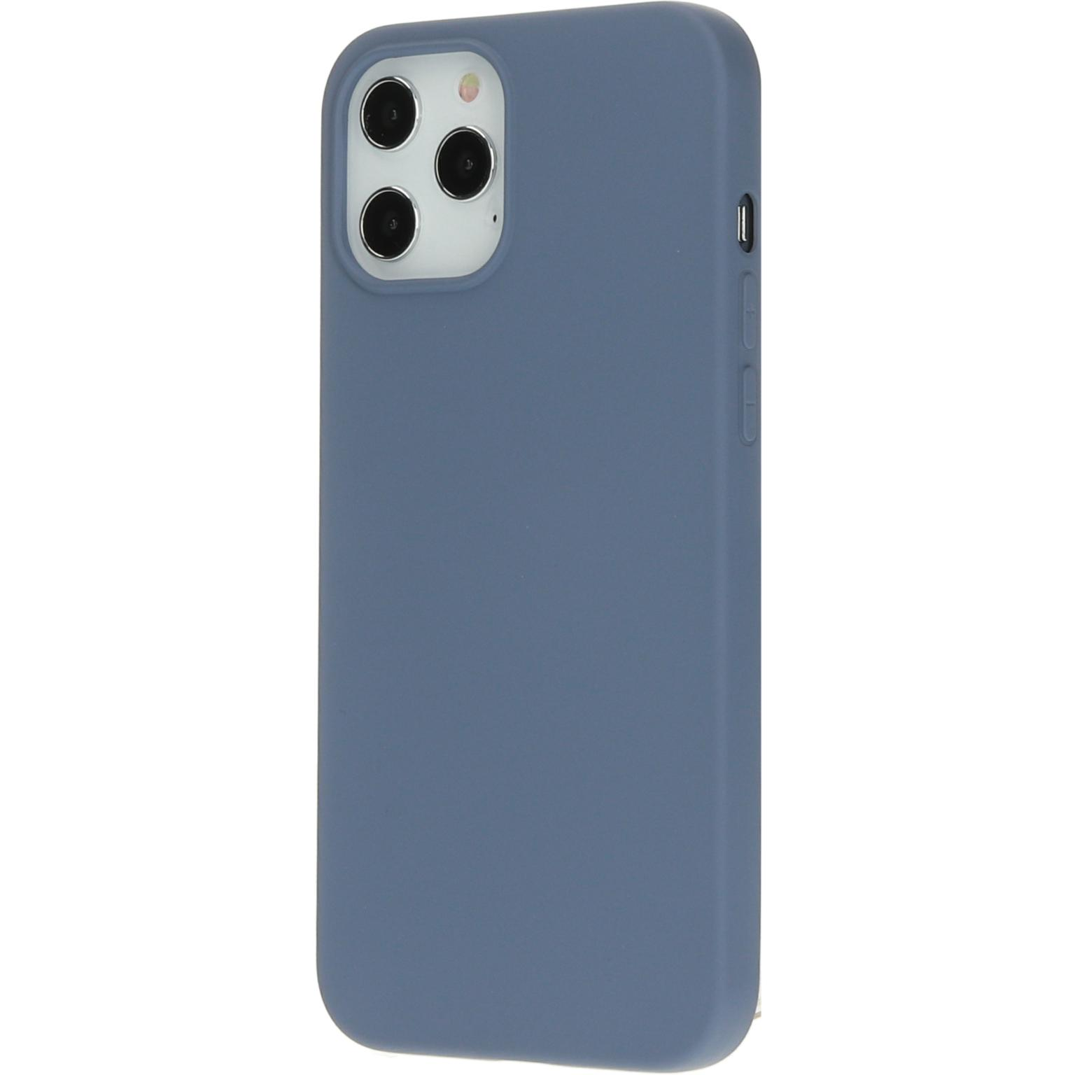 Blue phone case. Back view, showing the camera and button cutouts.