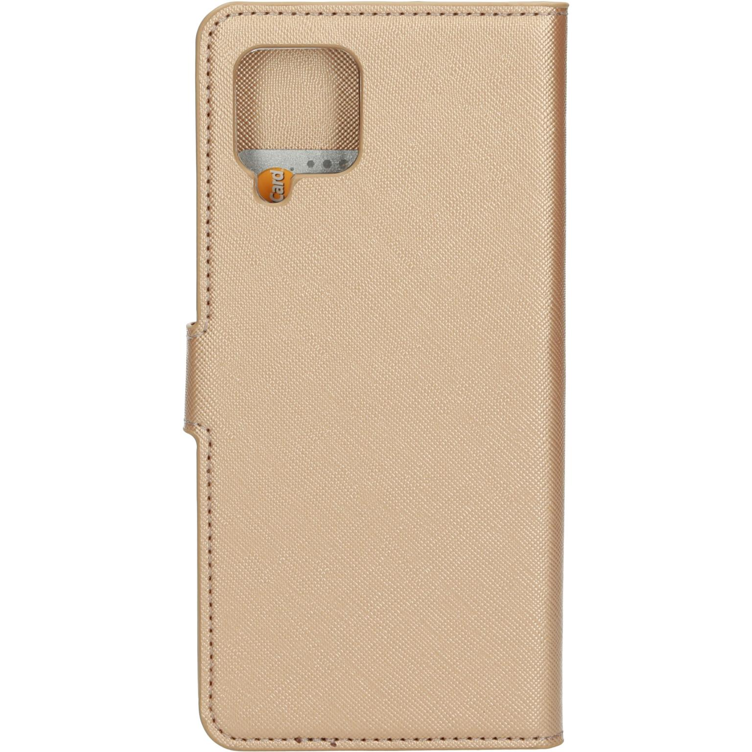 Gouden telefoonhoes. Uitsparingen voor camera en knoppen.