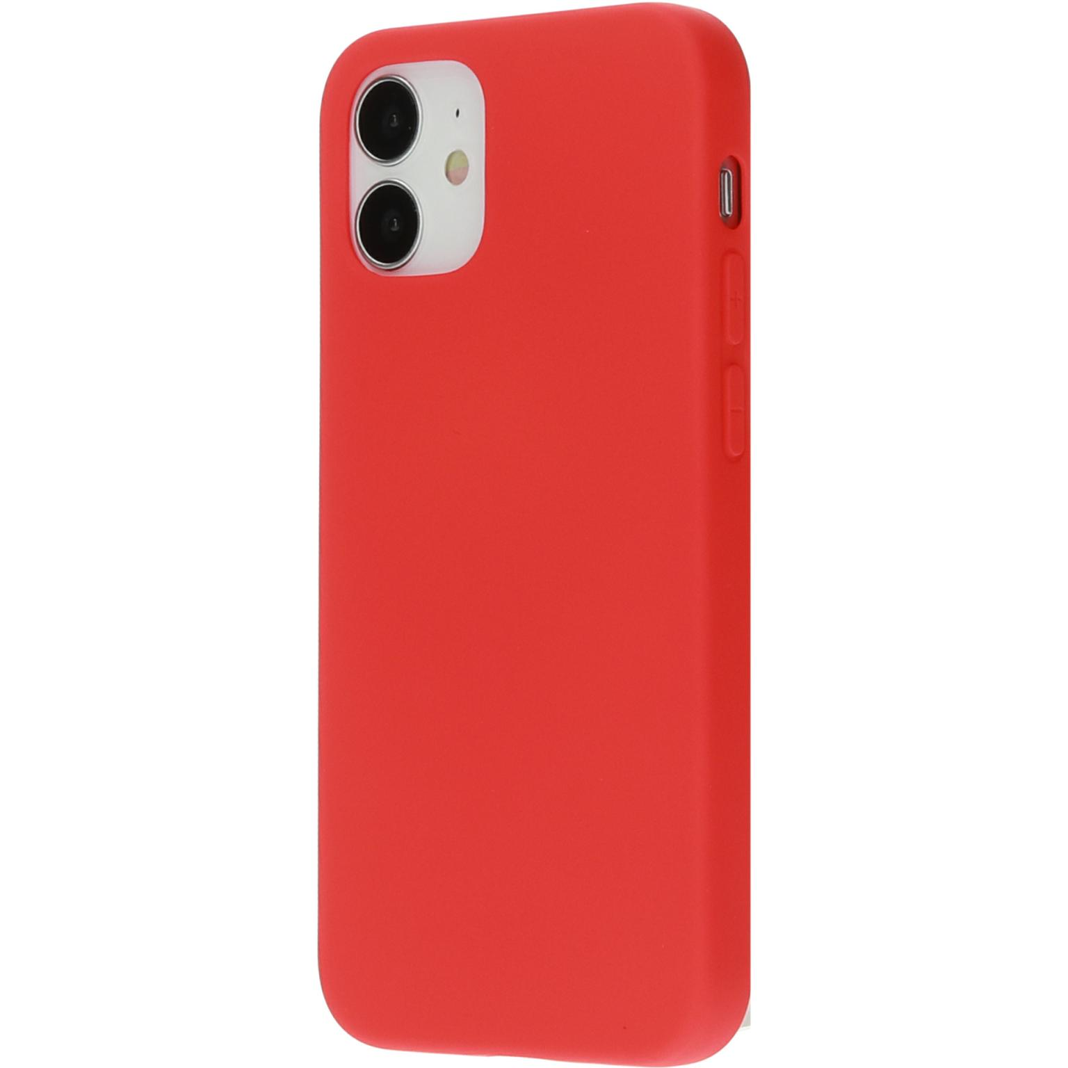 Red phone case with the phone in it.
