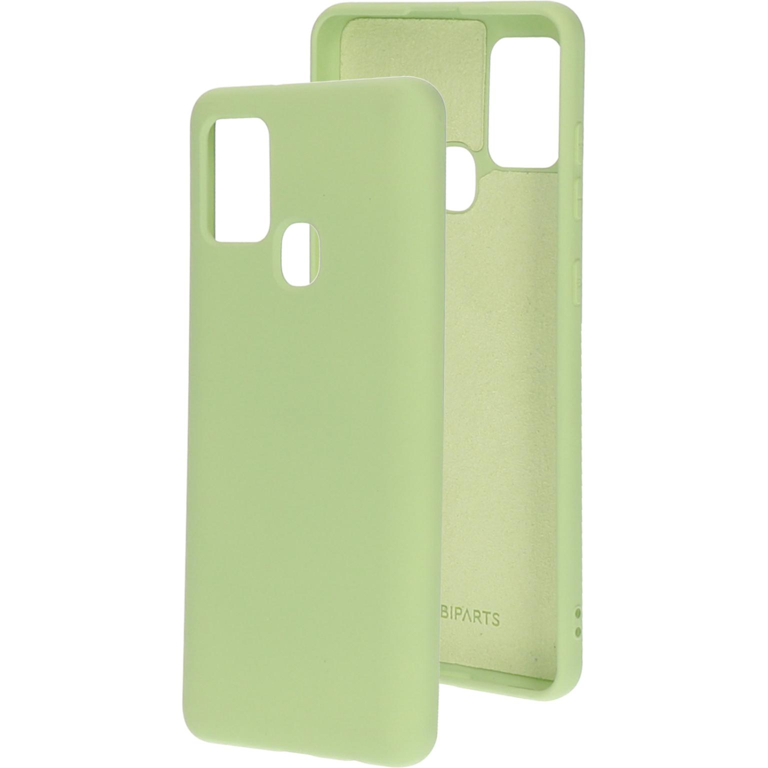 Groene telefoonhoes. Twee delen zijn zichtbaar, die de binnenkant laten zien.