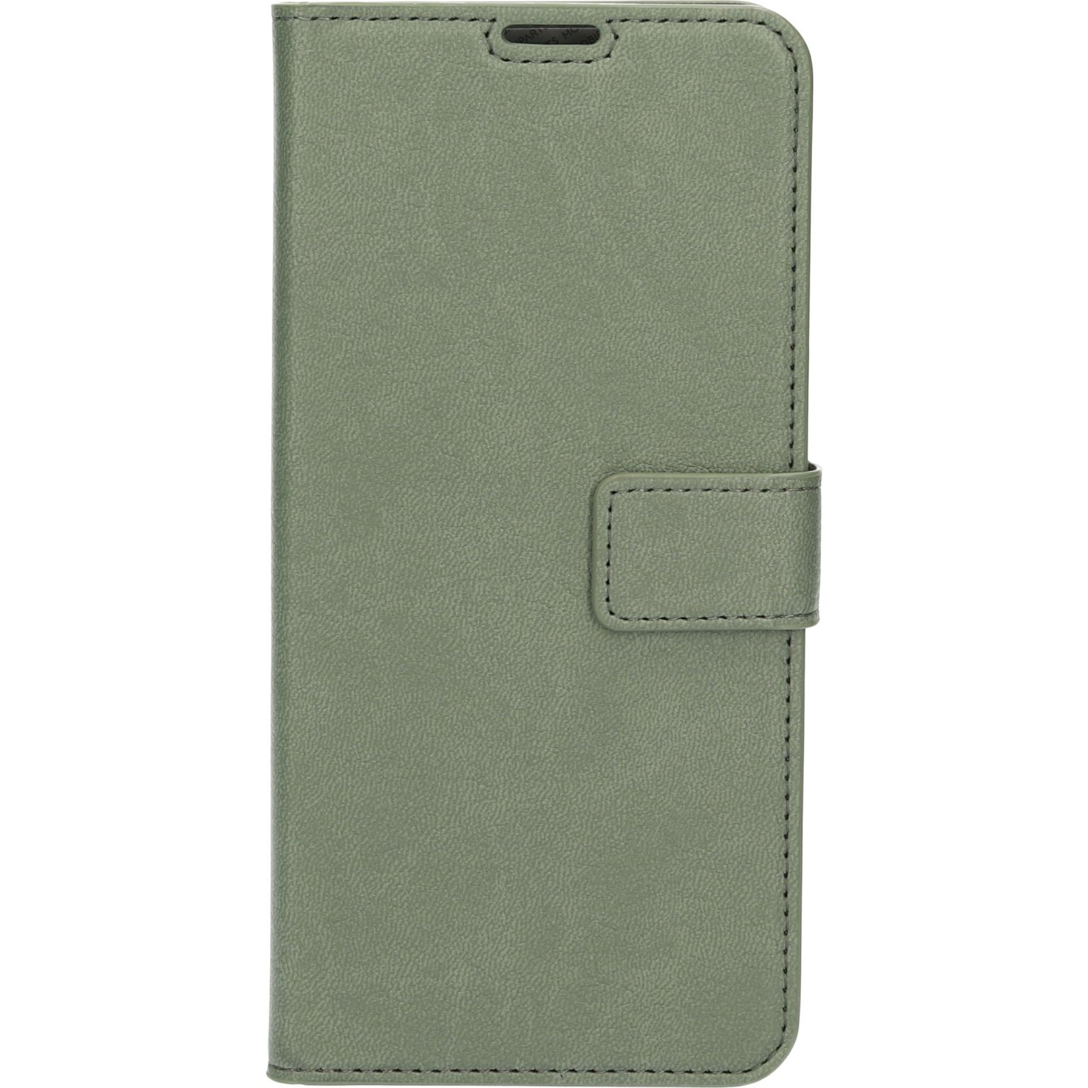 Groene telefoonhoes, gesloten. Met magnetische sluiting.