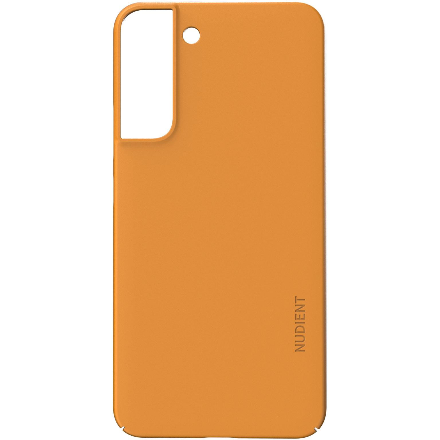 An orange phone case with the name NUDIENT.