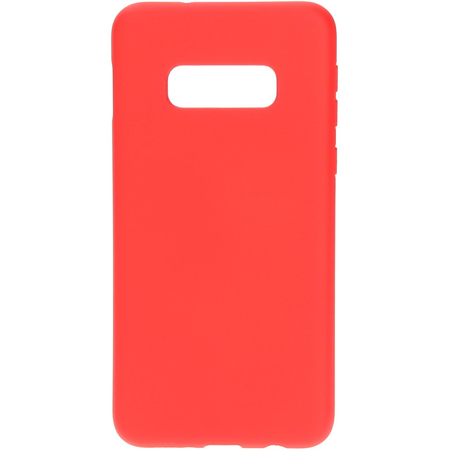 Red phone case with a rectangular cutout. The back of the case is visible.
