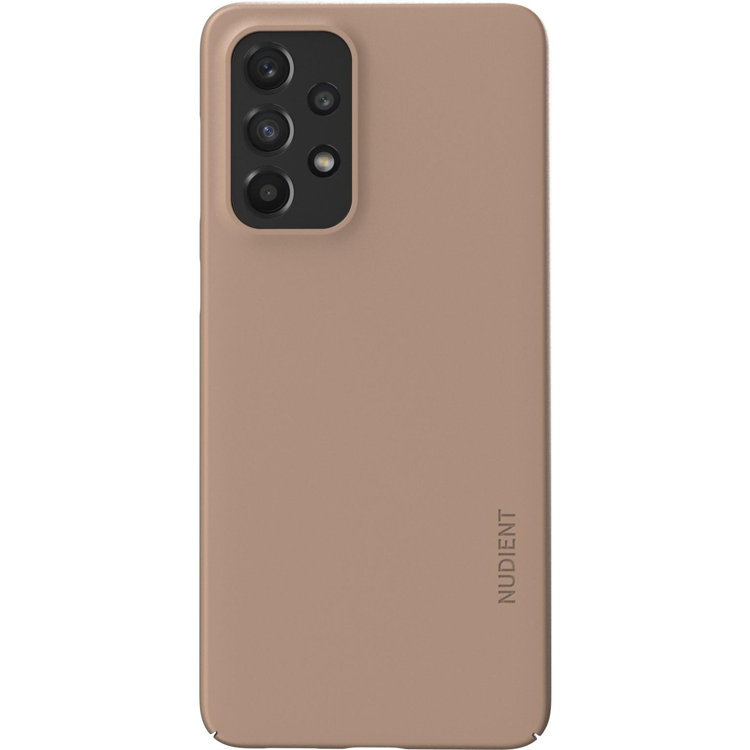 A brown phone case with cameras on the top. The NUDIENT brand is visible.