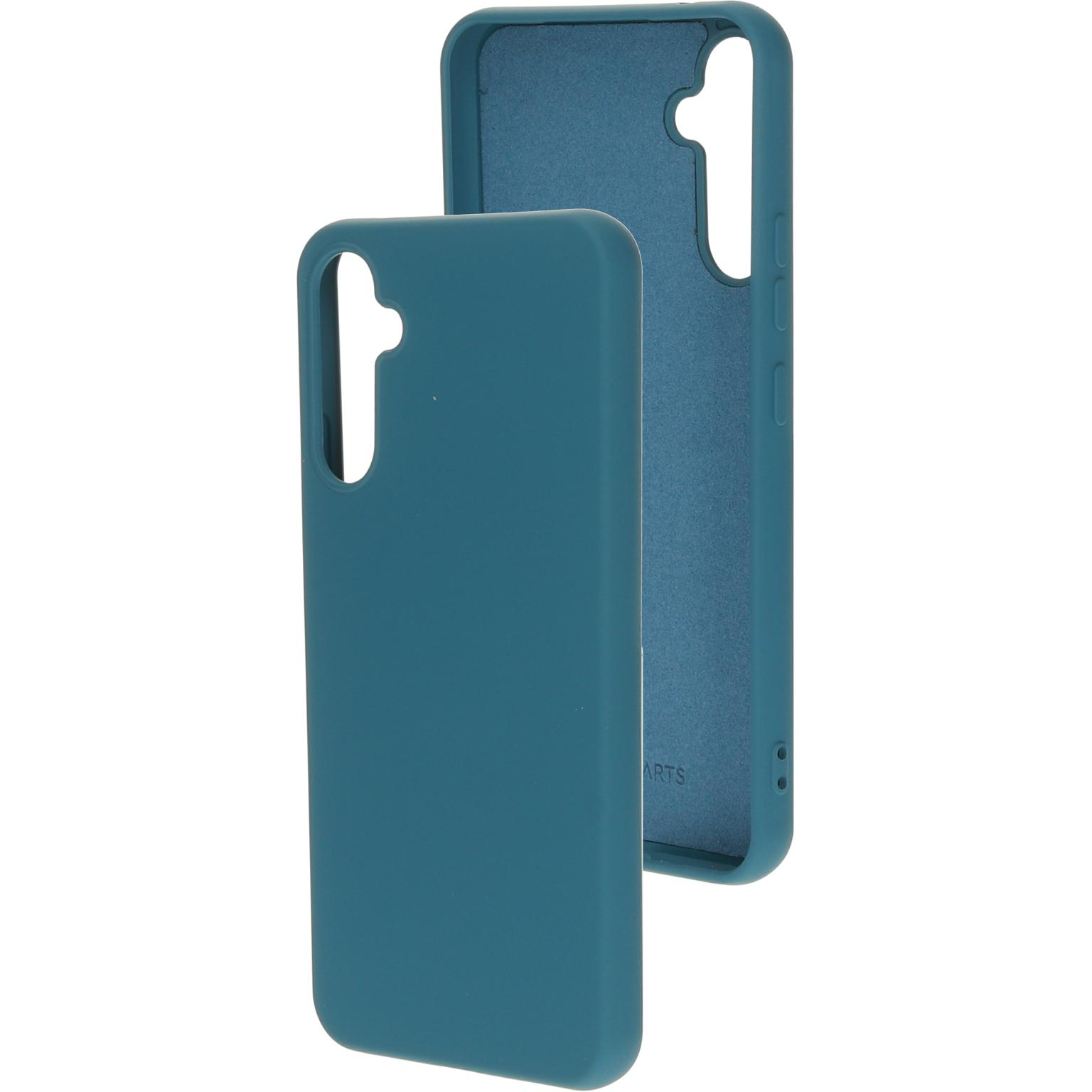 Teal telefoonhoes, met apart stuk. Heeft uitsparingen voor de camera.