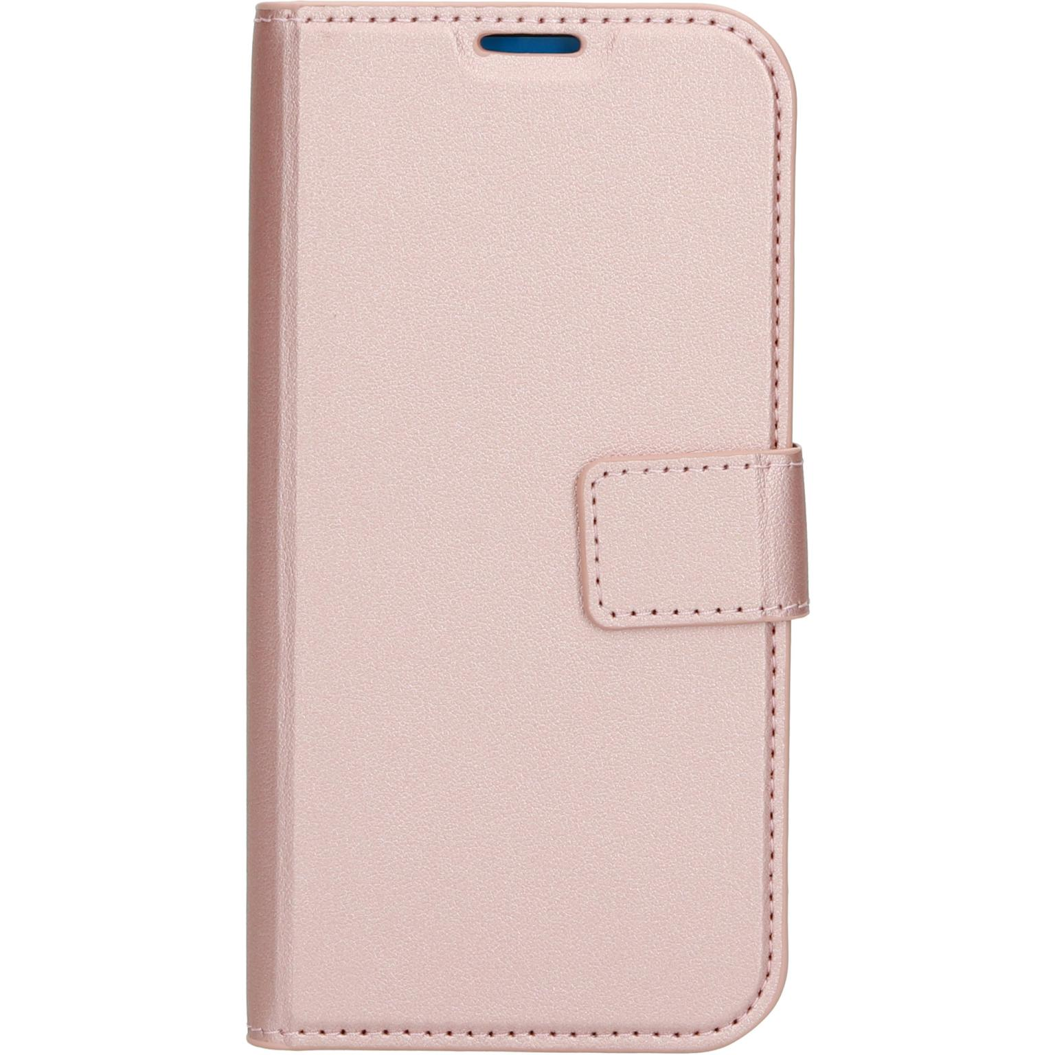 Roze portemonnee telefoonhoes, gesloten.