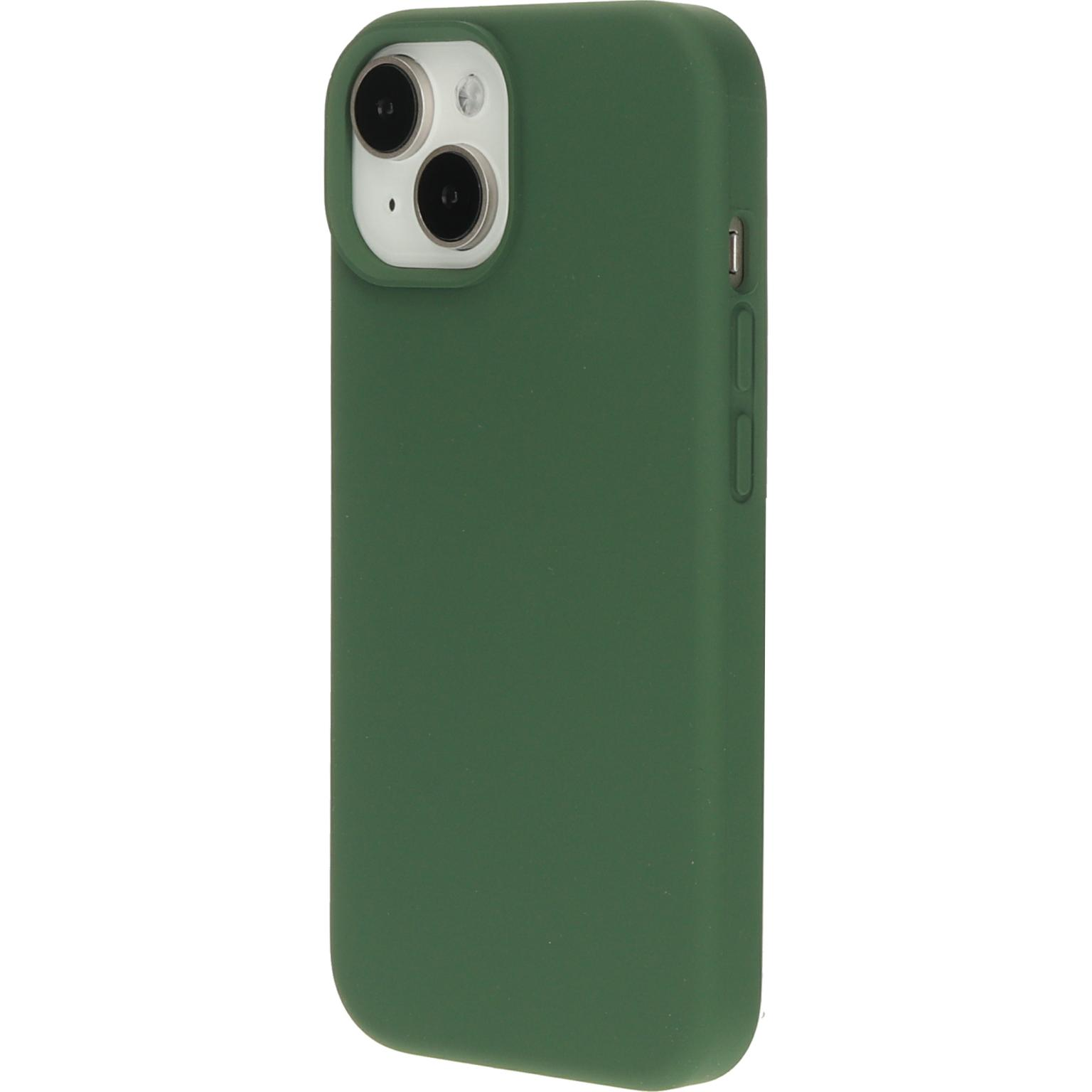 Groene telefoonhoes. Camerabult en zijknoppen zichtbaar.