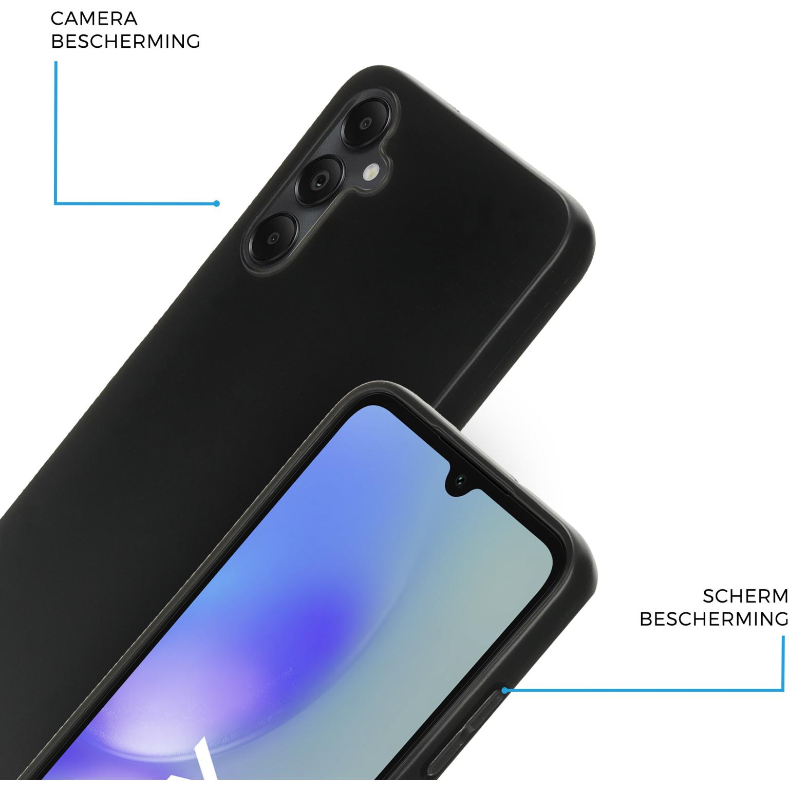 Zwarte telefoonhoes met scherm- en camerabescherming.