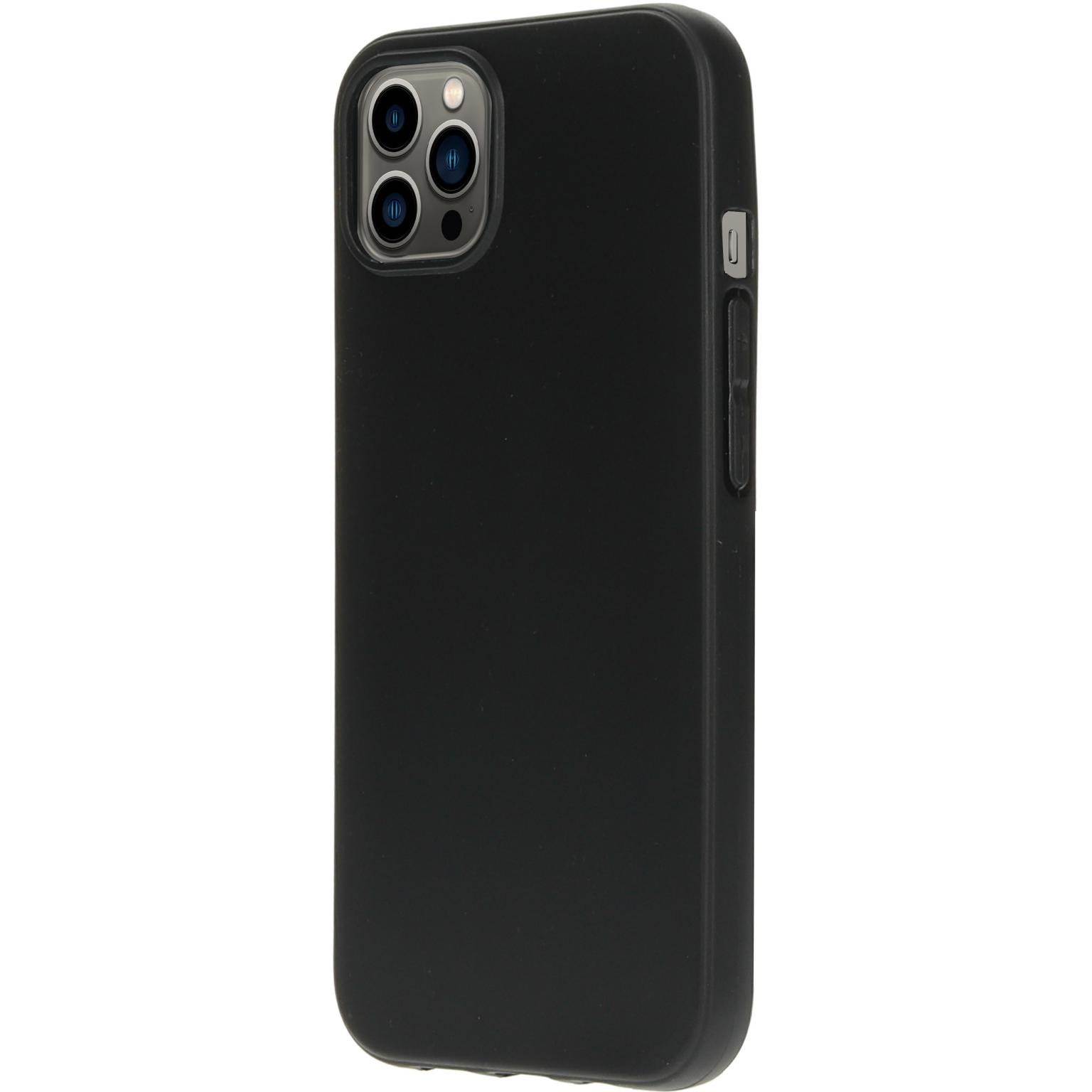 Black phone case with camera lenses and buttons, on a white surface.