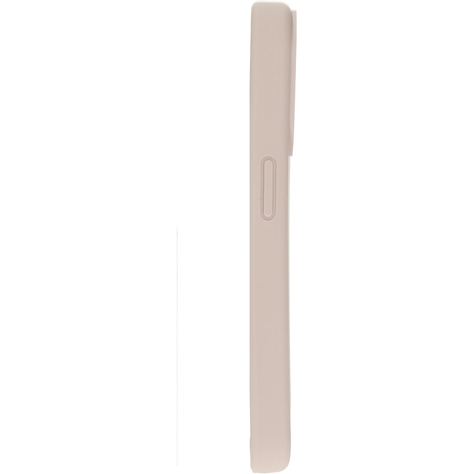Lichtbeige telefoonhoes, zijaanzicht. De hoes heeft een effen, effen kleur.