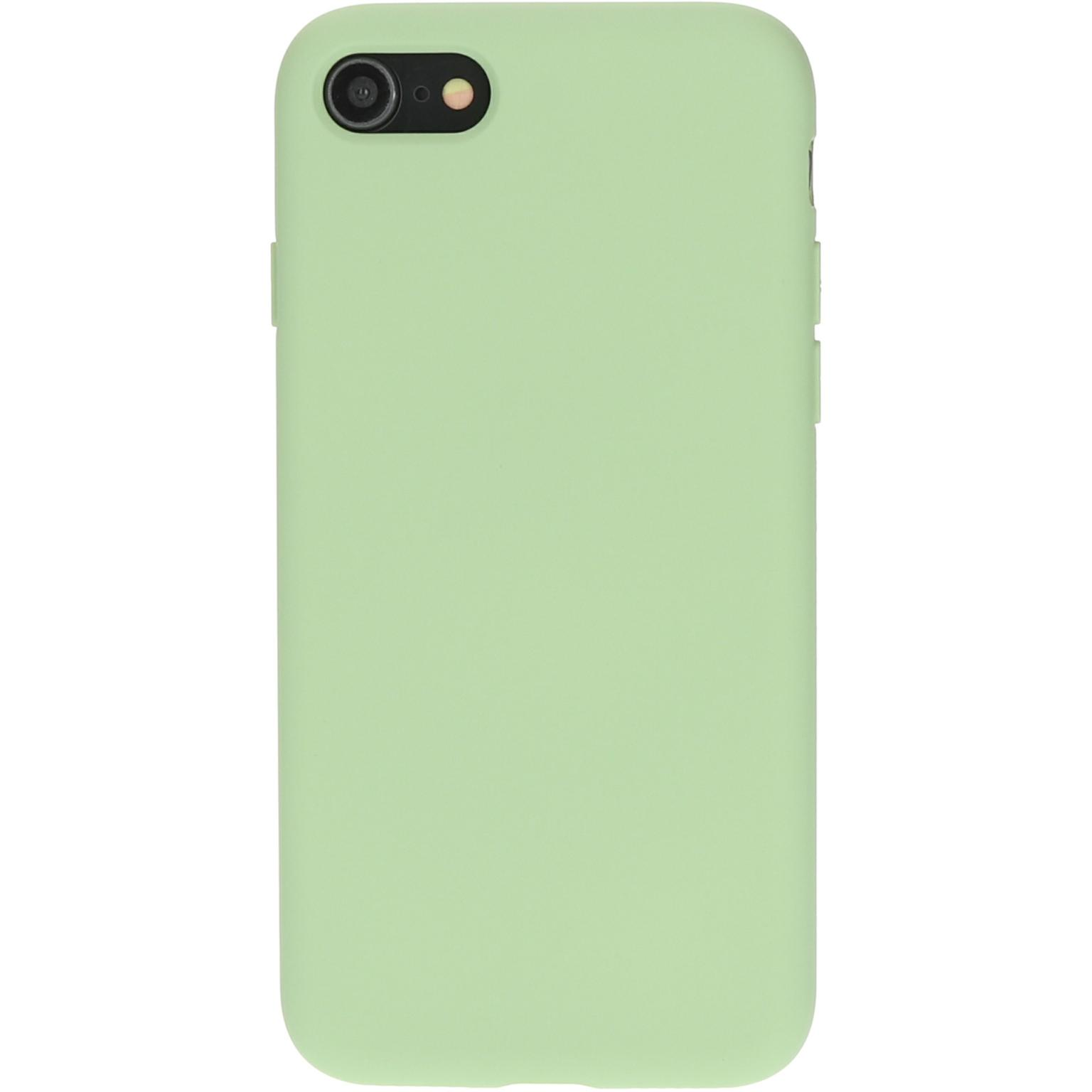Groen telefoonhoesje. Afgeronde hoeken. Gat voor de camera.