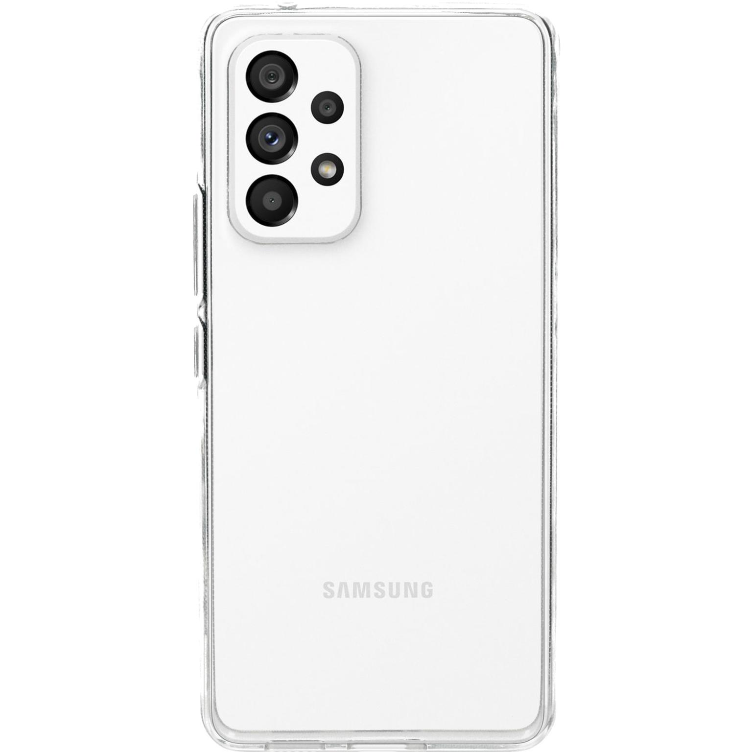 A clear phone case with a camera bump.