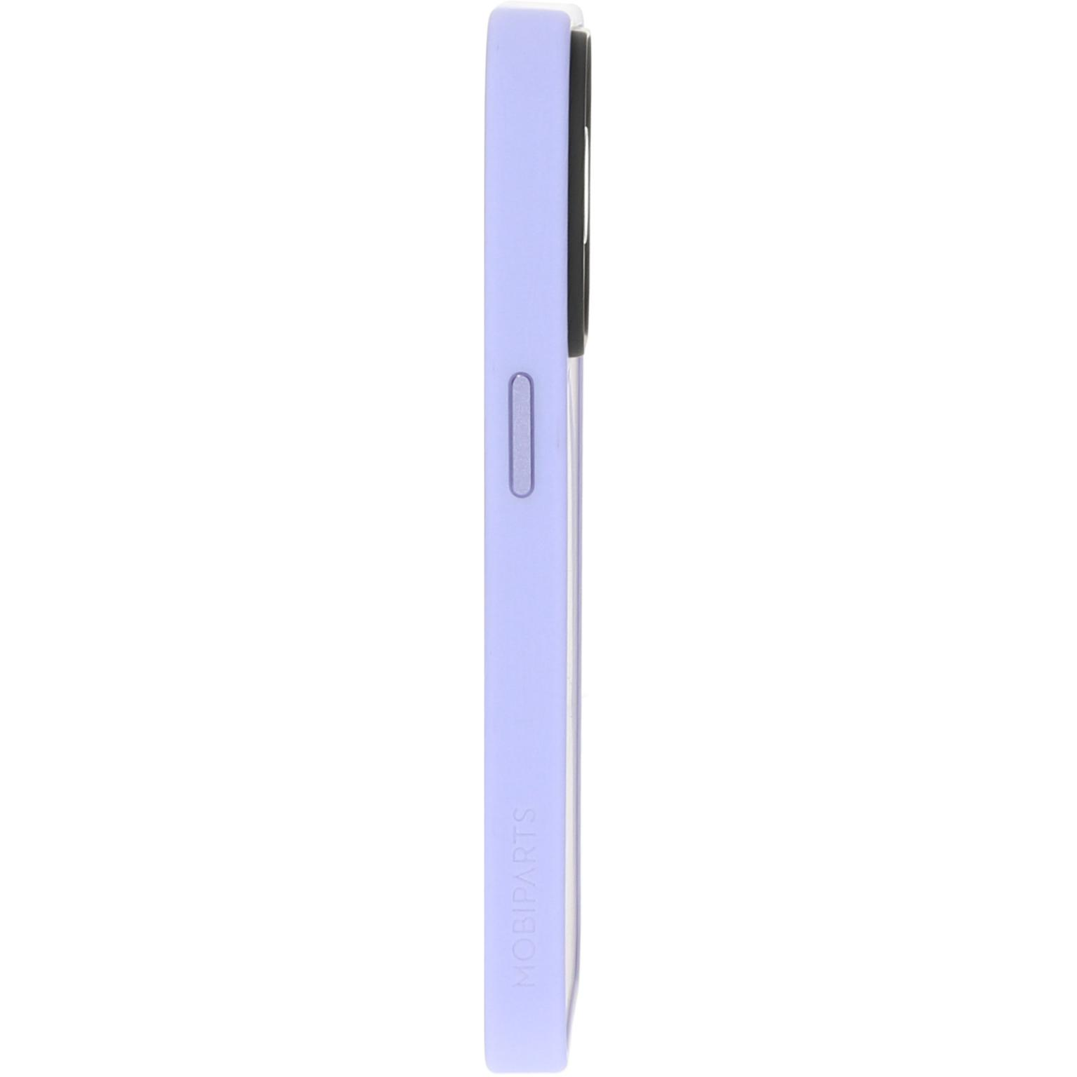 Een lavendelkleurig telefoonhoesje. De hoes is effen met een Mobiparts-logo onderaan.