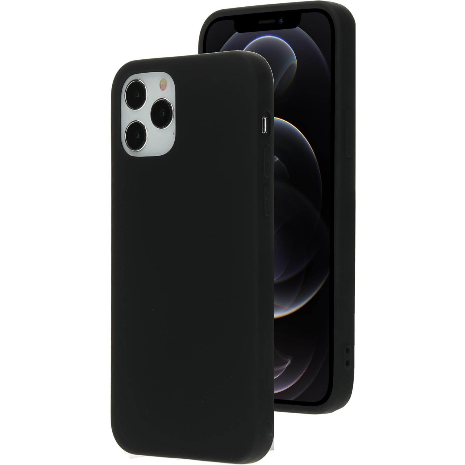 Black phone with a black case. The case covers the back and sides of the phone. The background is white.