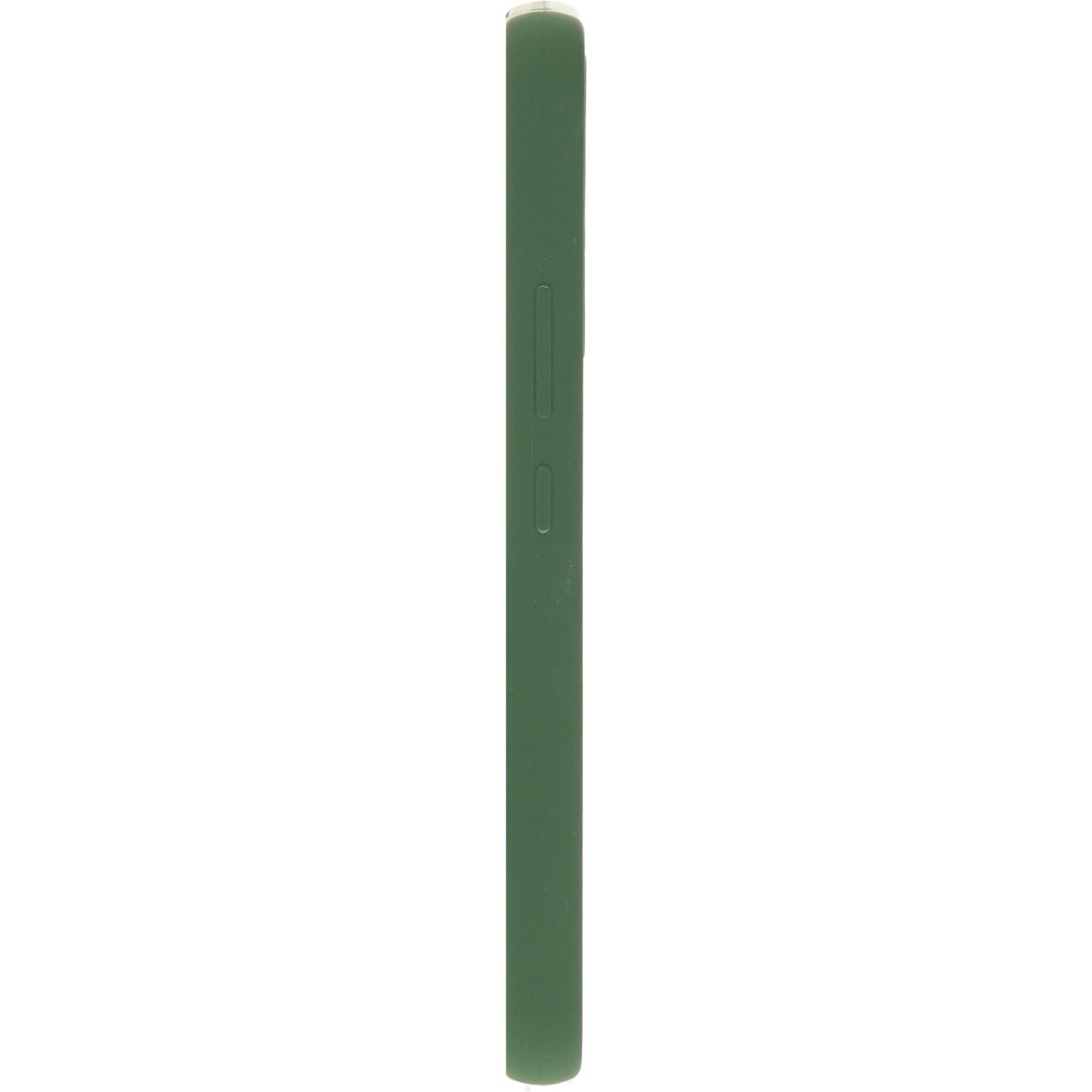 Groene telefoonhoes zijaanzicht met knoppen. Lichte achtergrond.