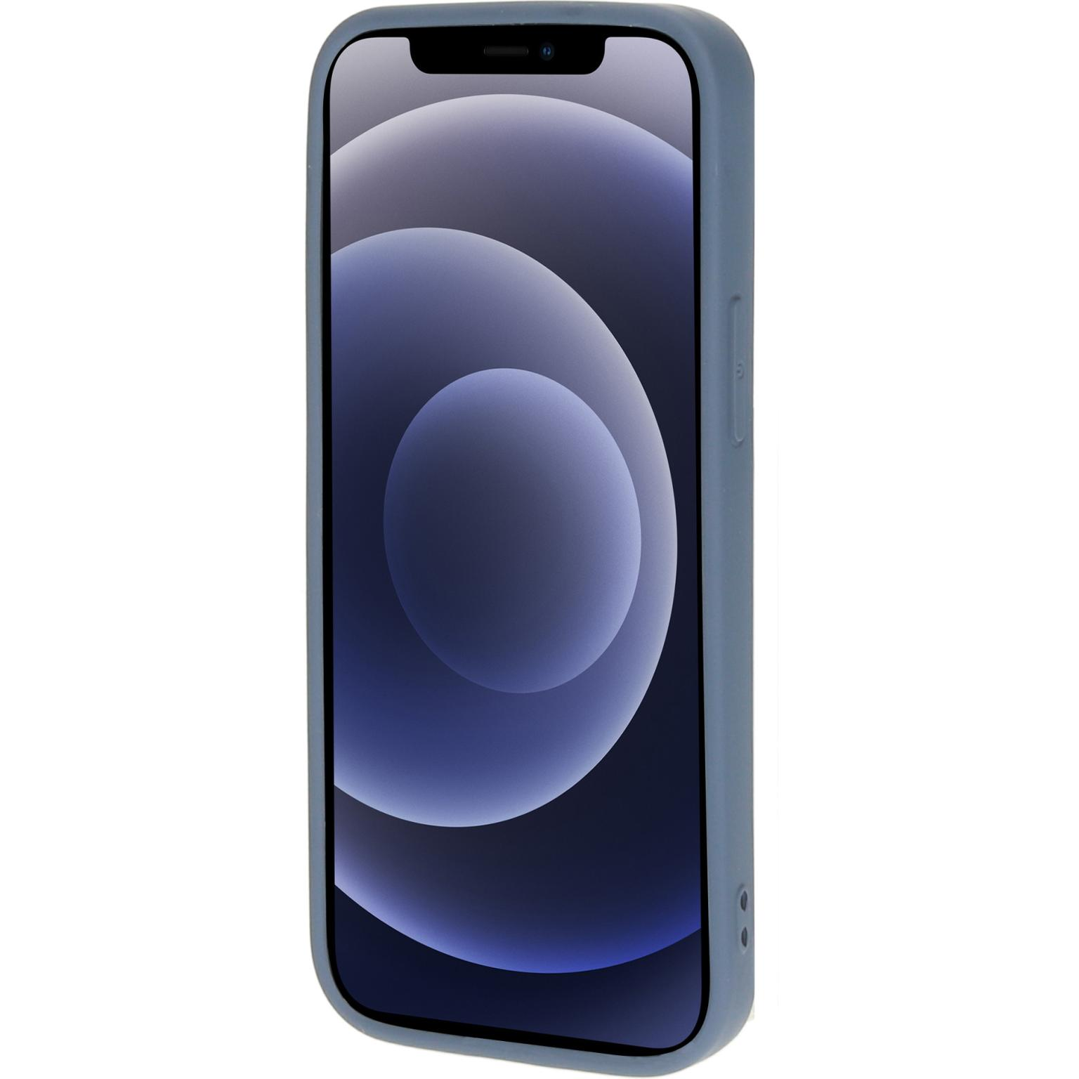 Blue phone case. The phone inside has a blue screen and the edges match the case's color.