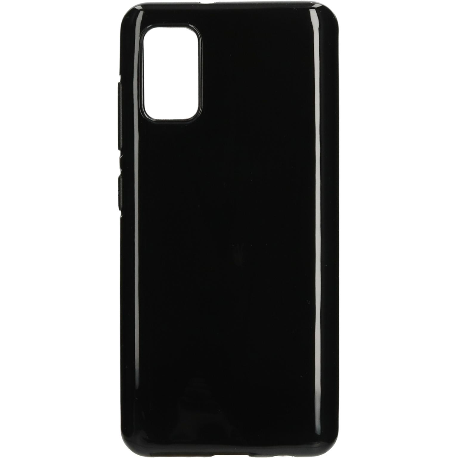 Zwart telefoonhoesje met camera-uitsparing.