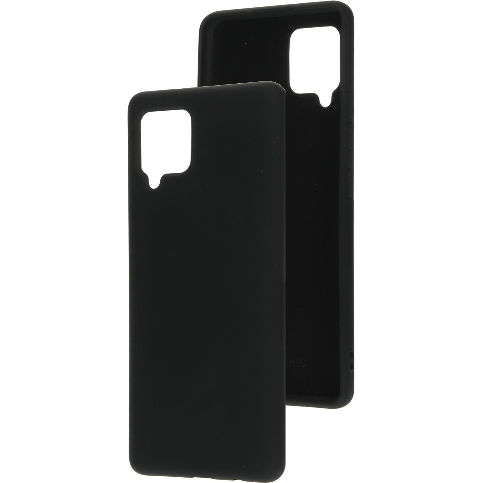 Twee zwarte telefoonhoesjes. Eén ligt voor de andere. Ze zijn beide effen.