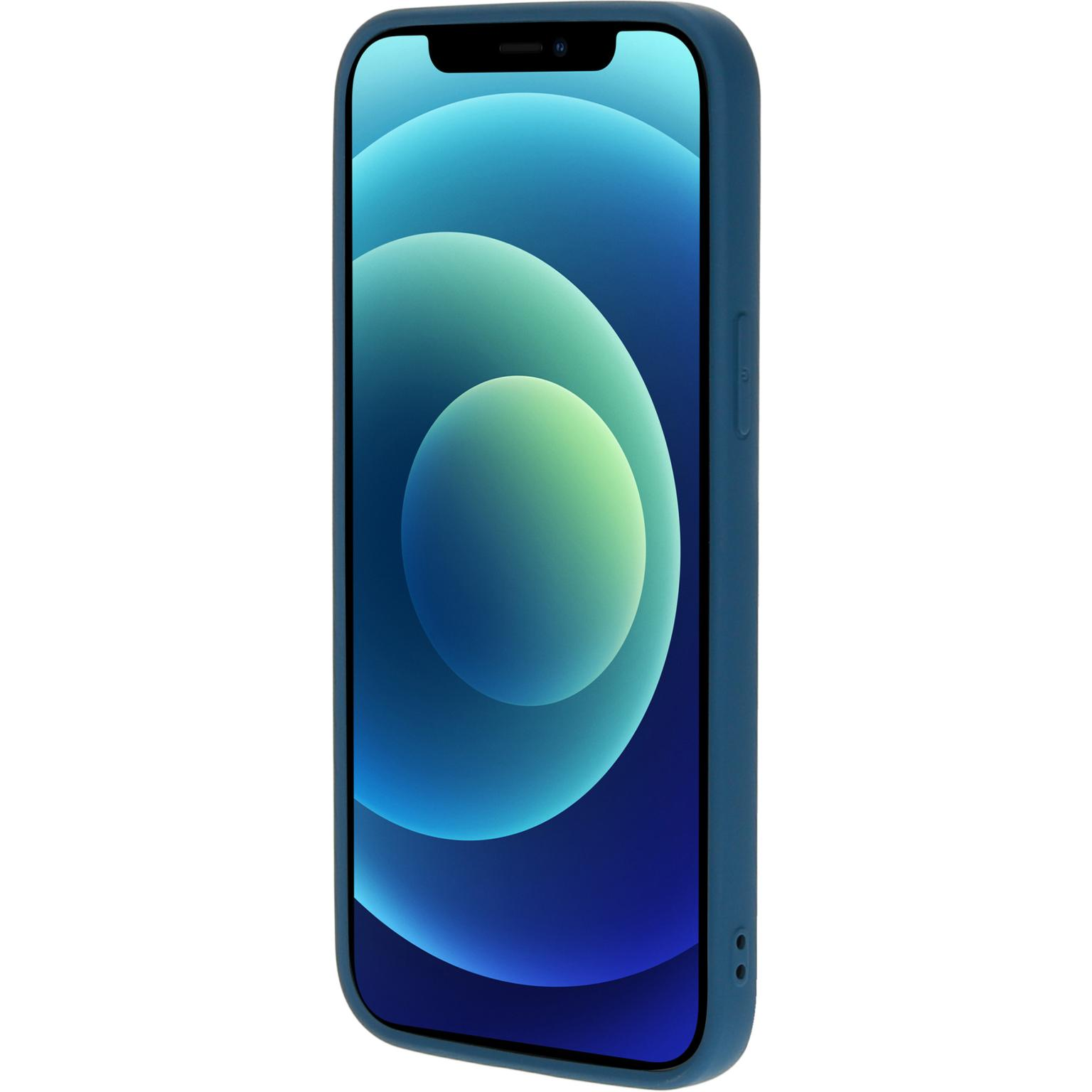 Blue phone case on blue background.