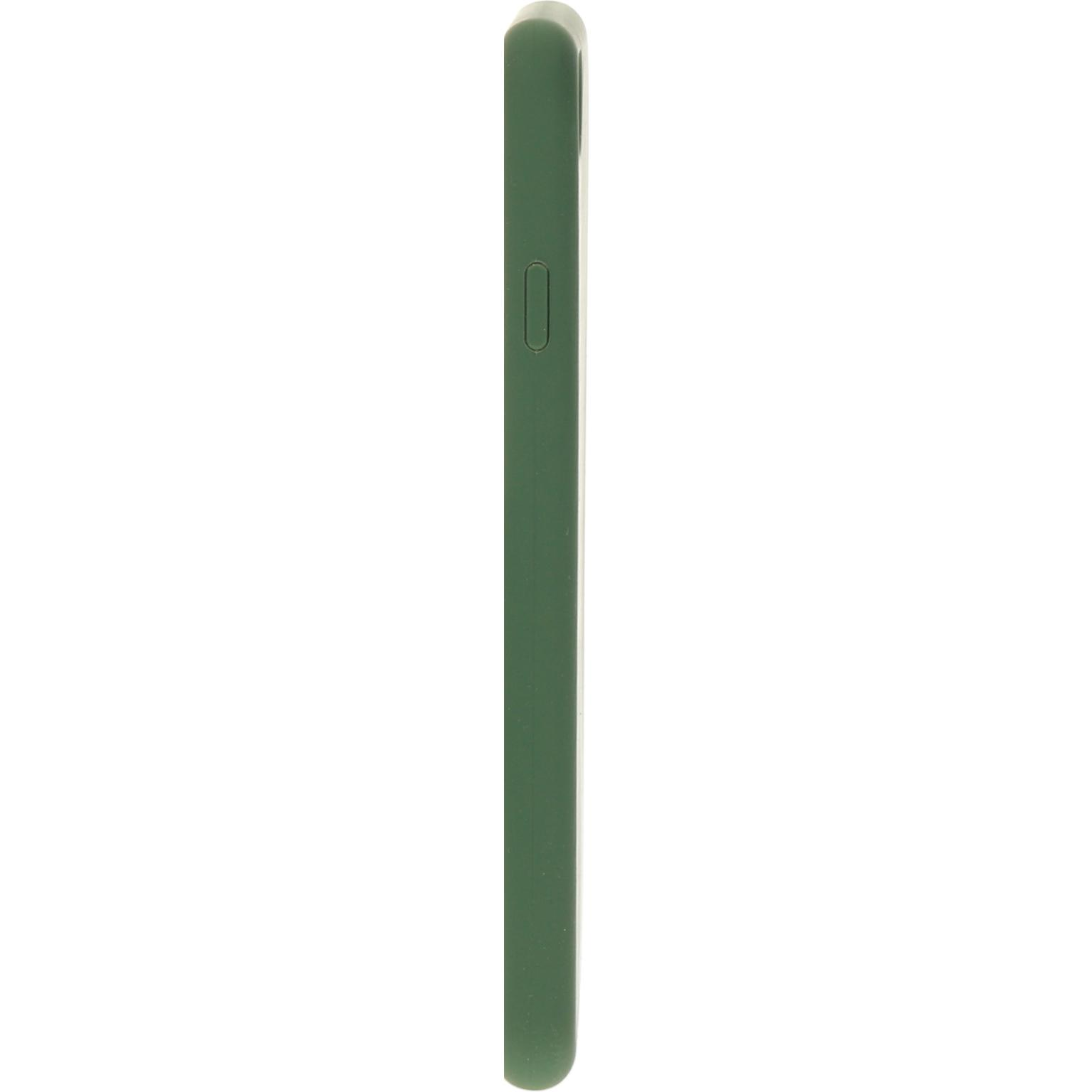Groene telefoonhoes, zijaanzicht, met een glad, slank profiel met een zijkantknop.