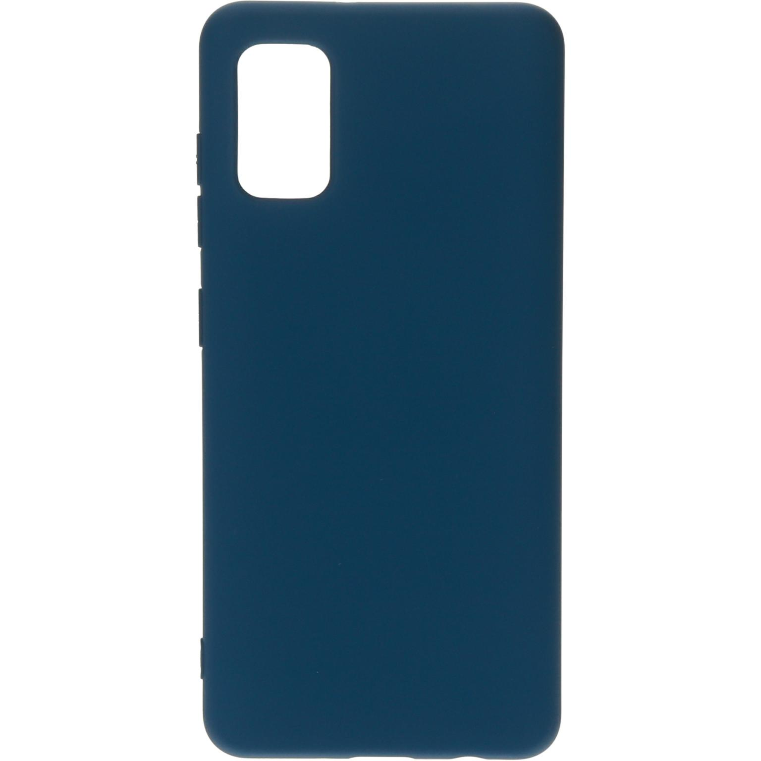 Donkerblauwe telefoonhoes, achteraanzicht, met camera-uitsparing.
