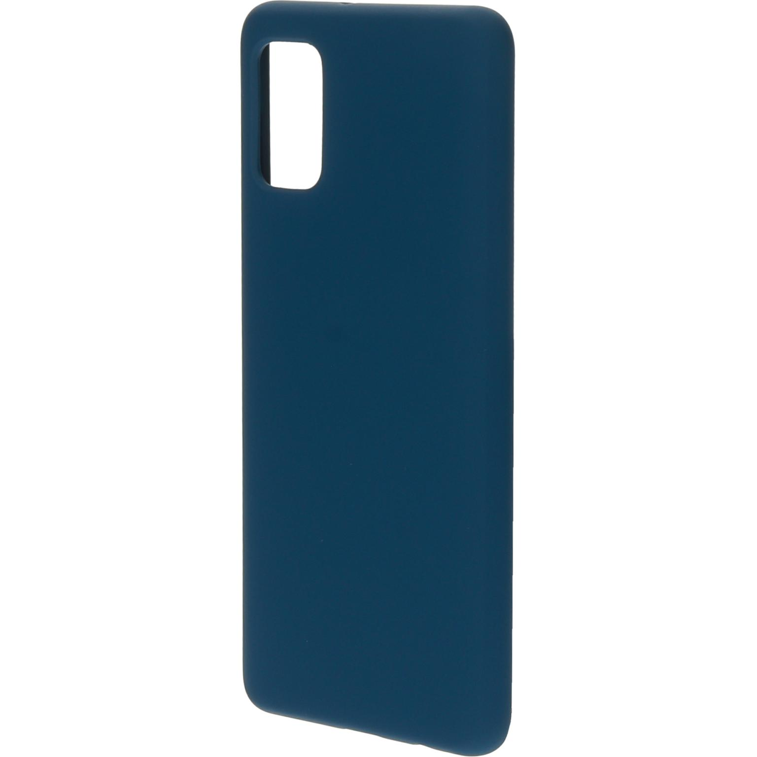 Donkerblauwe telefoonhoes. De hoes is voor de telefoon met een cameragat.