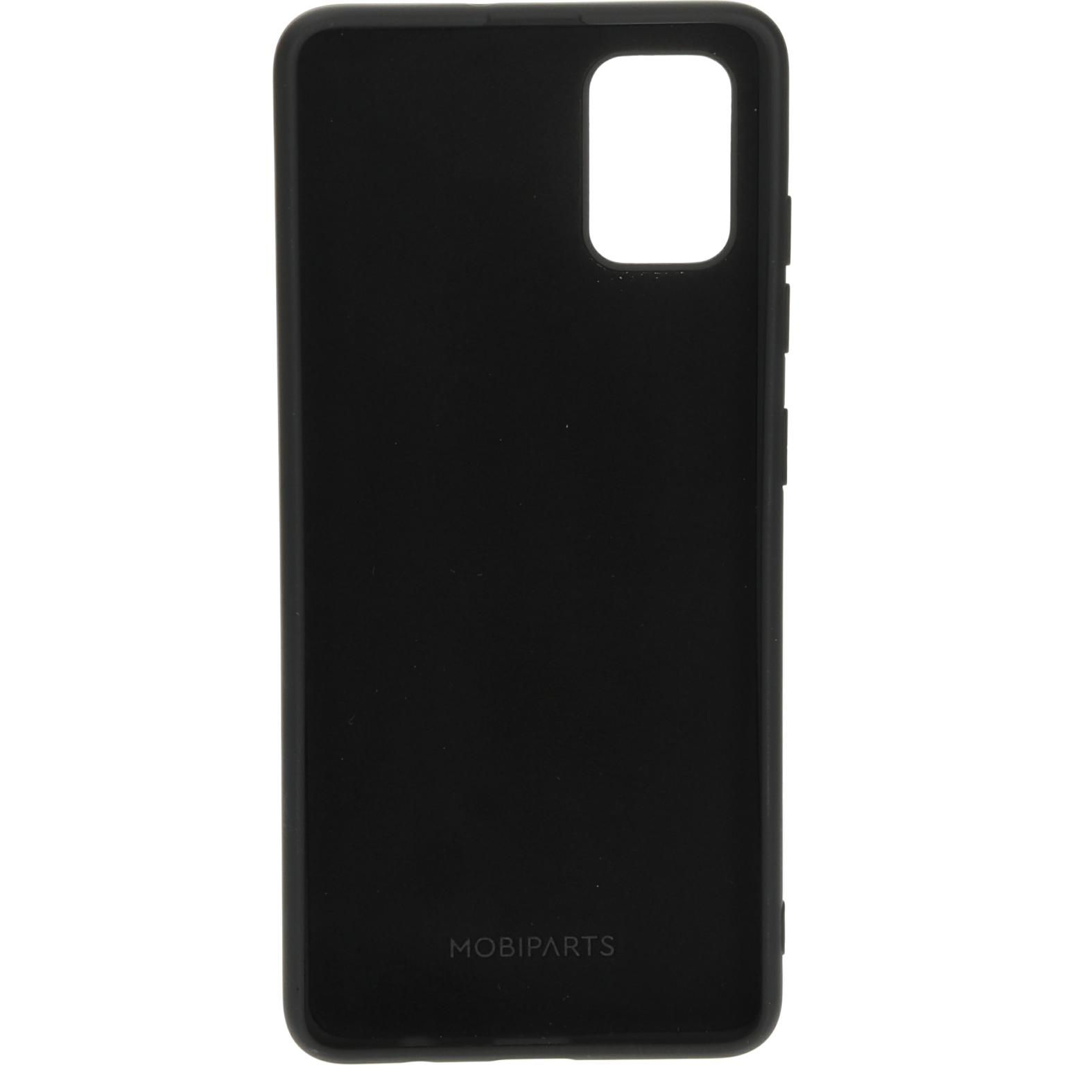 Zwarte telefoonhoes met het MOBIPARTS-logo.