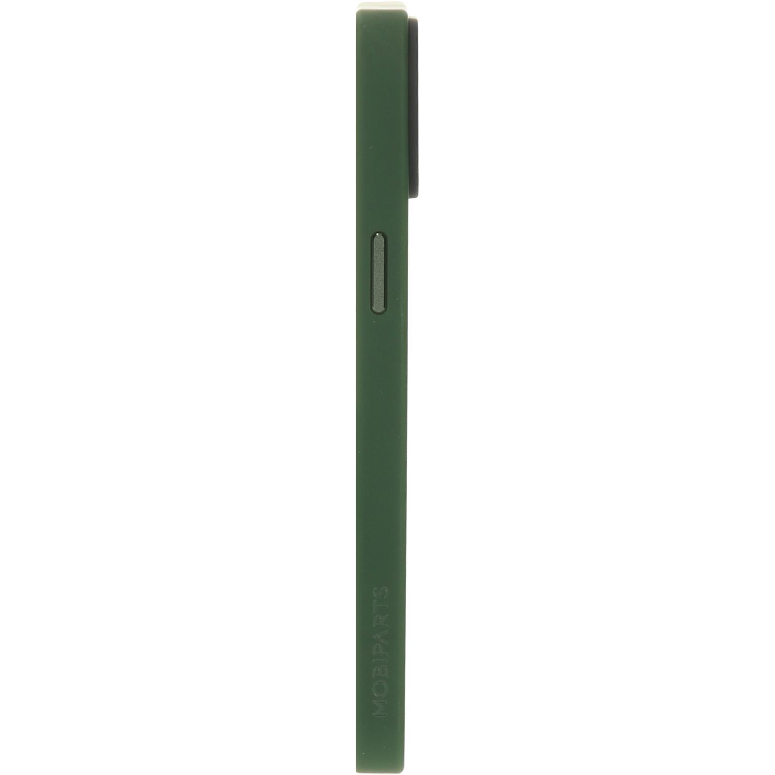 Zijaanzicht van een groene telefoonhoes met het Mobiparts logo.