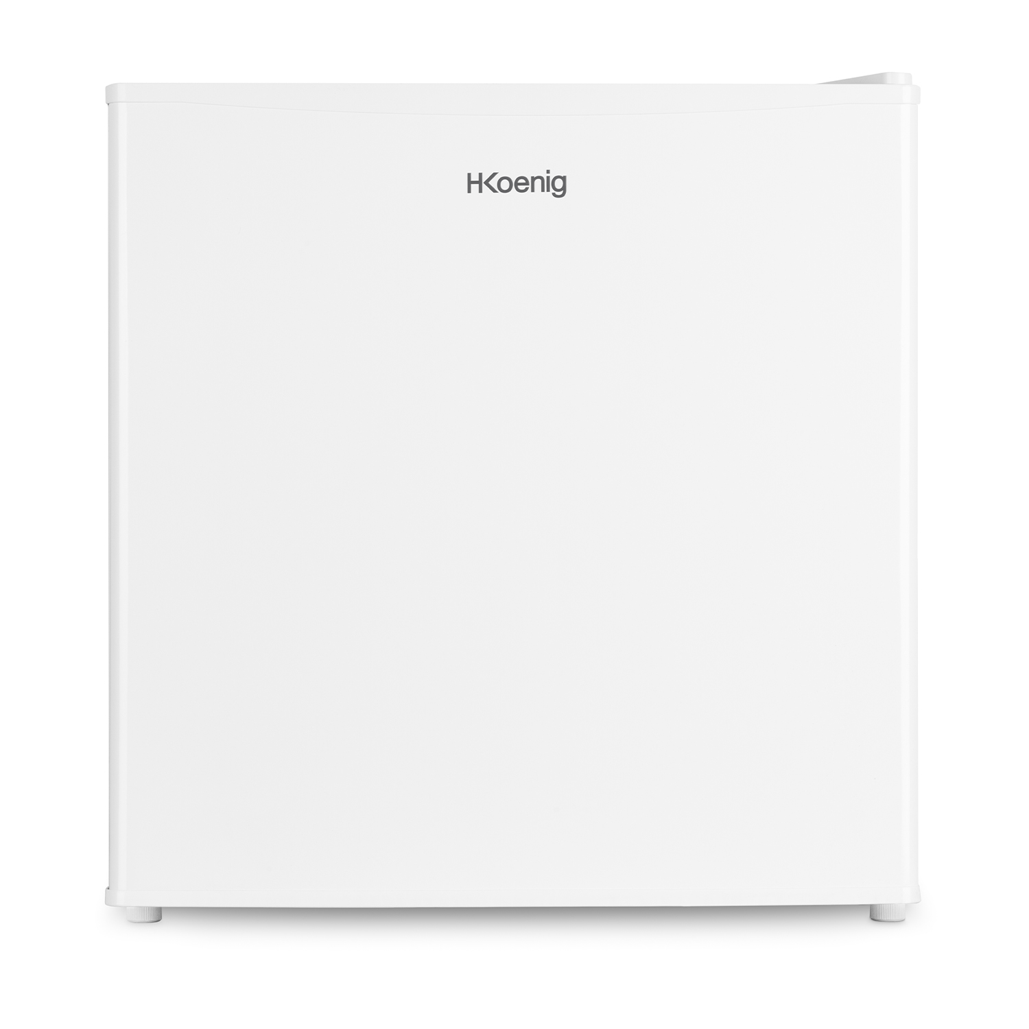 Mini-frigo bianco con logo HKoenig, su sfondo bianco.
