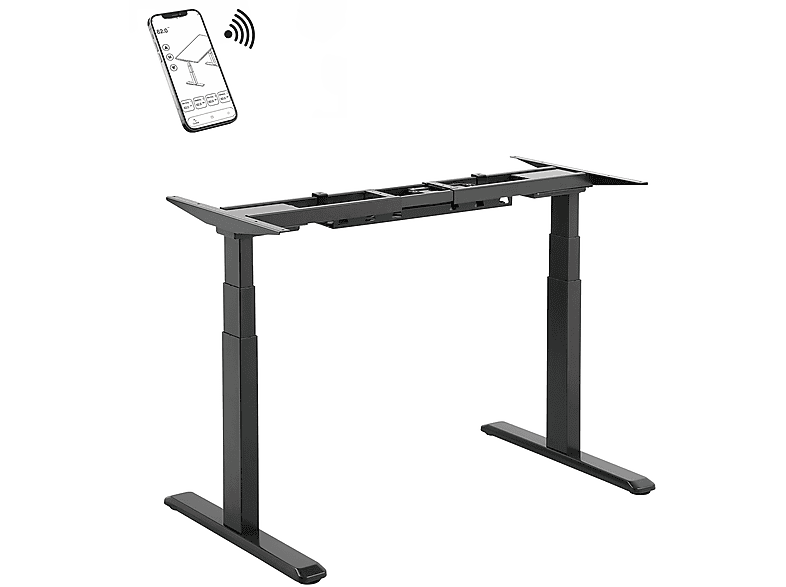 Mesa ergonómica  - 150-2501W Estructura para escritorio motorizado regulable en altura 62-128 cm Negra