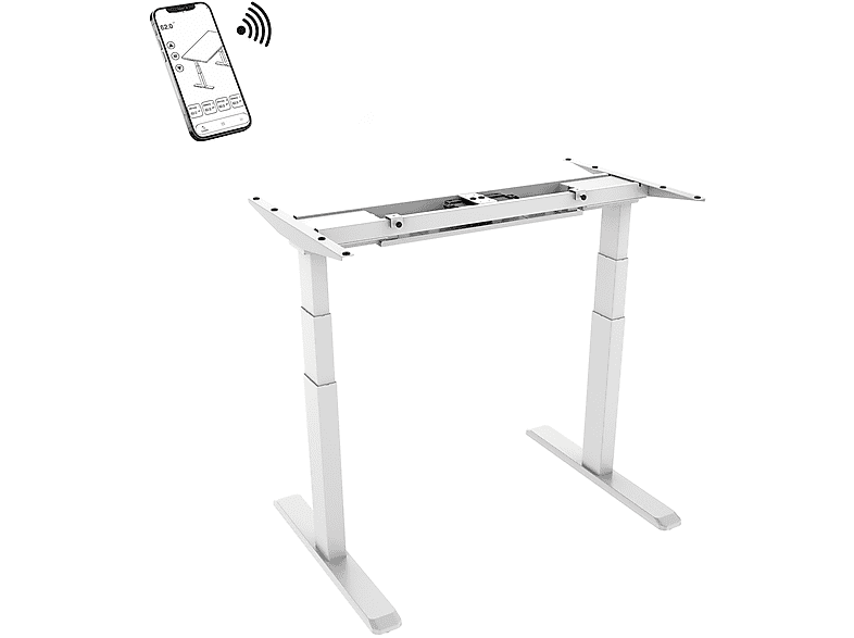 Mesa ergonómica  - 150-2301W Estructura para escritorio motorizado regulable en altura 62-128 cm Blanca