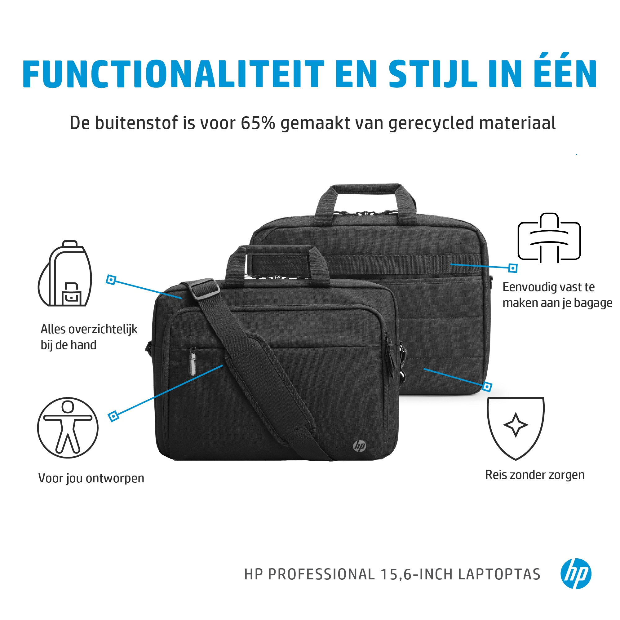 Ein geschlossener schwarzer Laptop mit einem kleinen Logo in der Mitte.